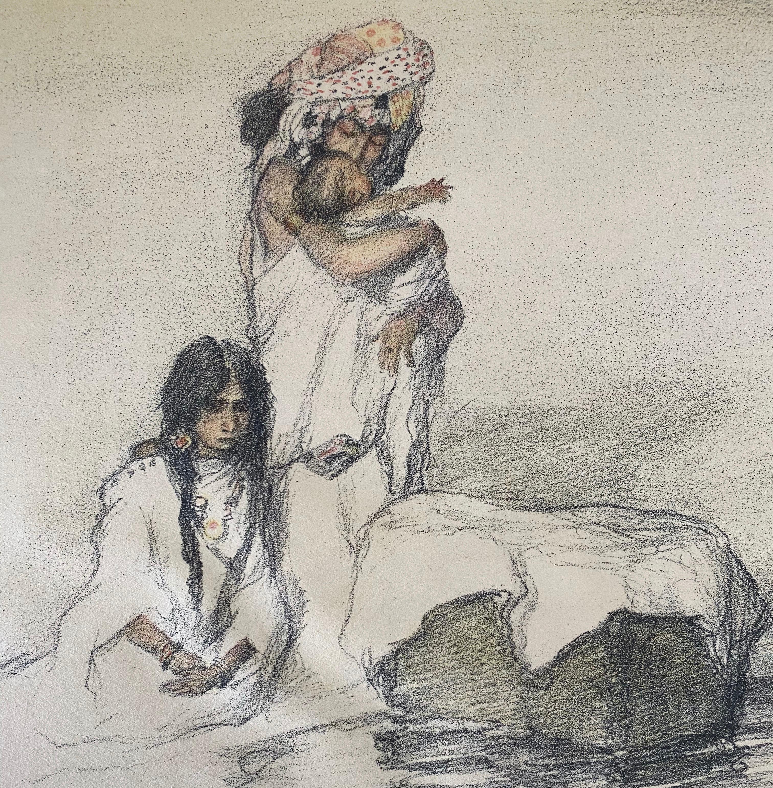 Abel Pann Israeli Bezalel Art School Litografia Judaica Stampa biblica Arte ebraica in vendita 3