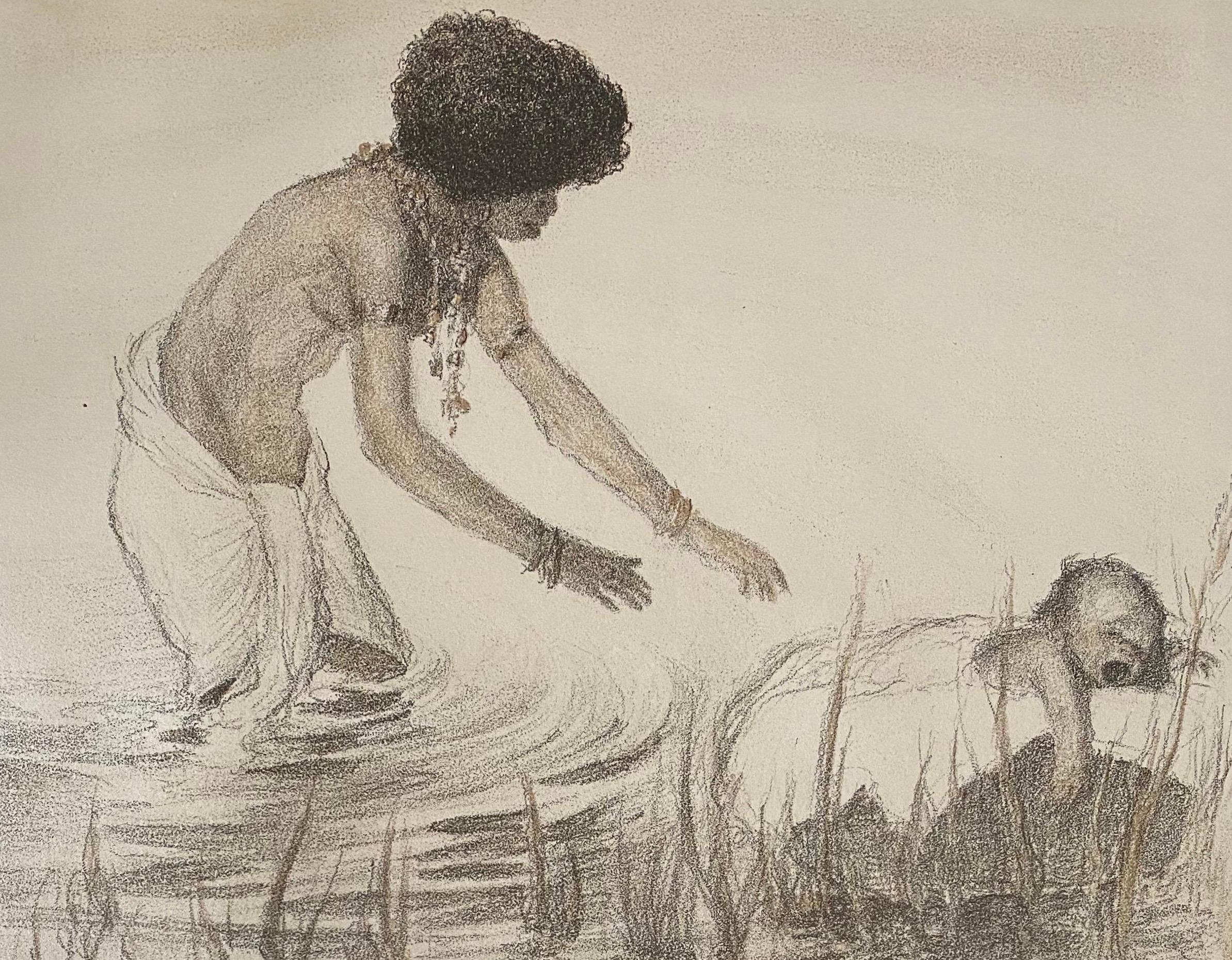 Abel Pann Israeli Bezalel Art School Litografia Judaica Stampa biblica Arte ebraica in vendita 3