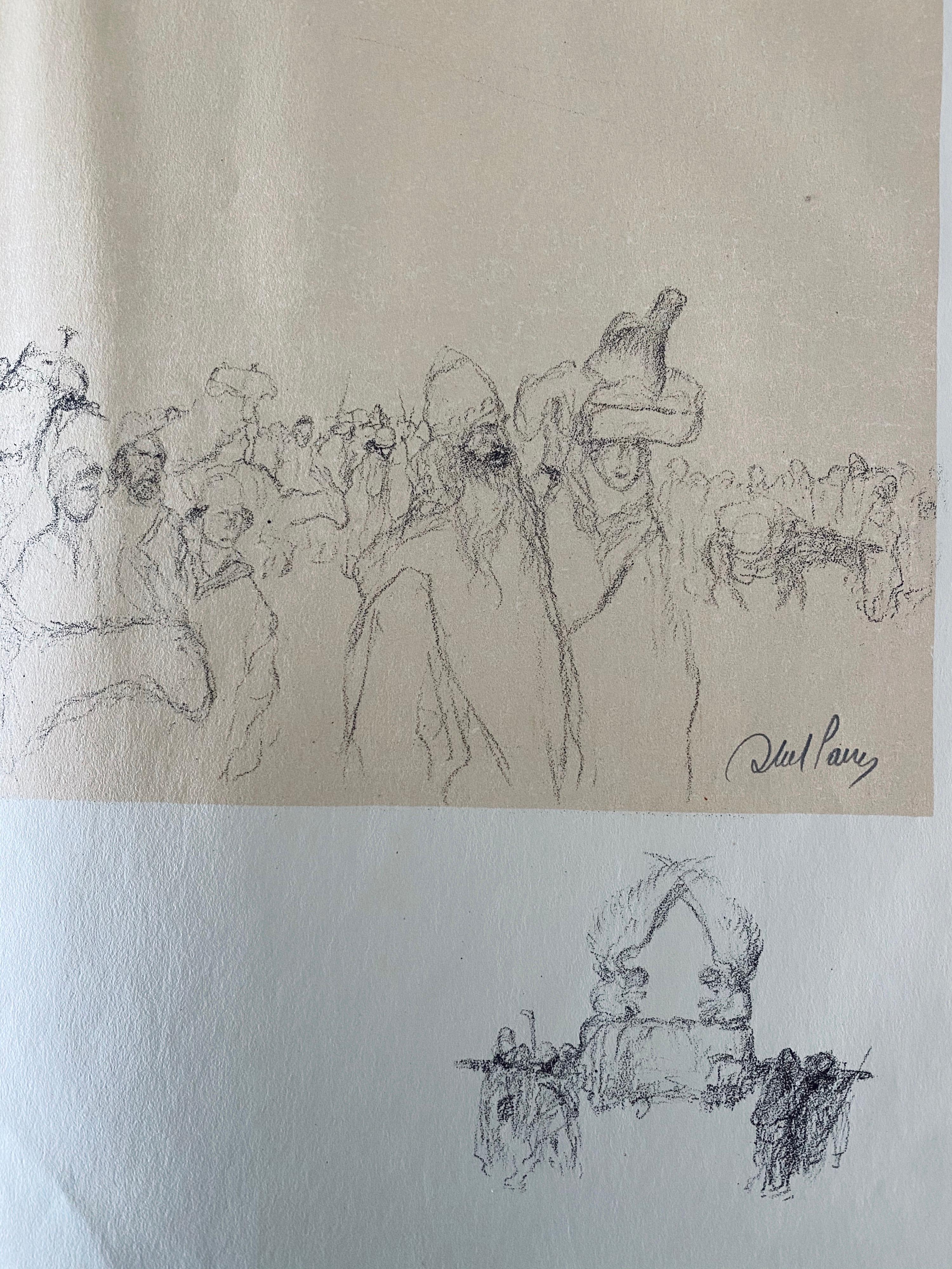 Abel Pann Israeli Bezalel Art School Litografia Judaica Stampa biblica Arte ebraica in vendita 4