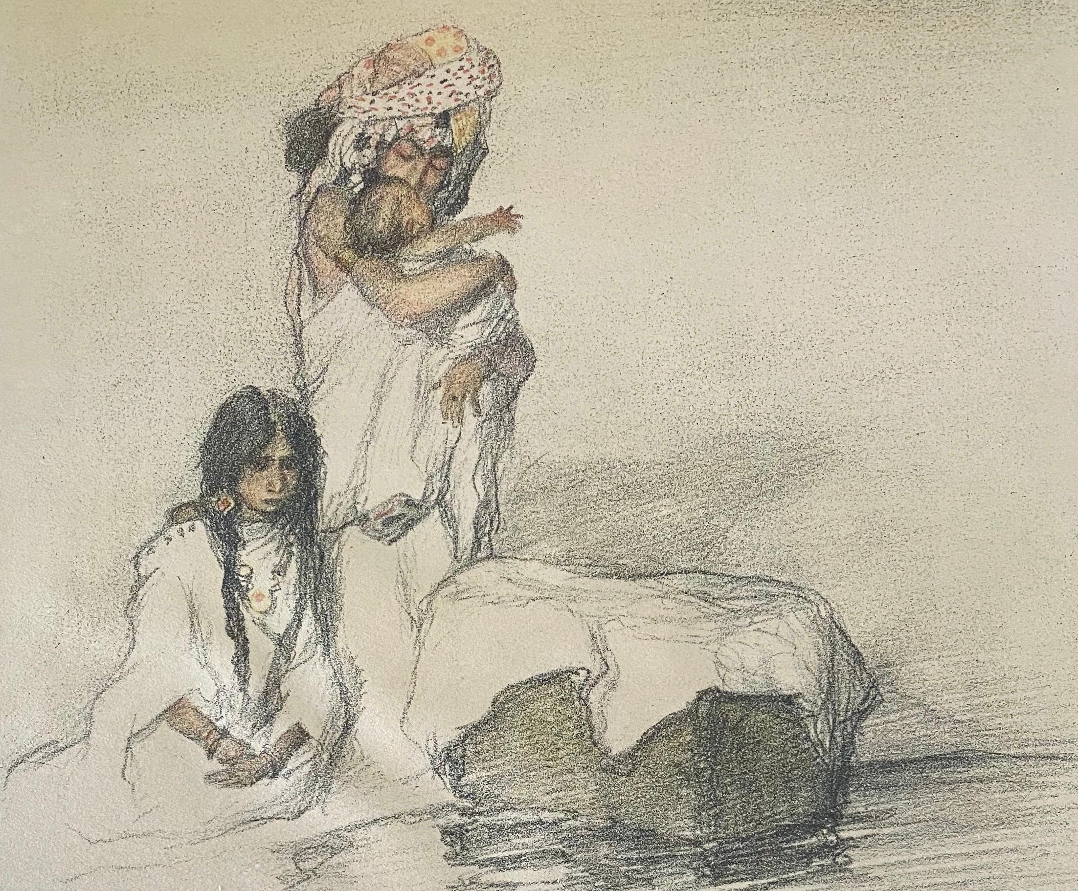 Abel Pann Israeli Bezalel Art School Litografia Judaica Stampa biblica Arte ebraica in vendita 4