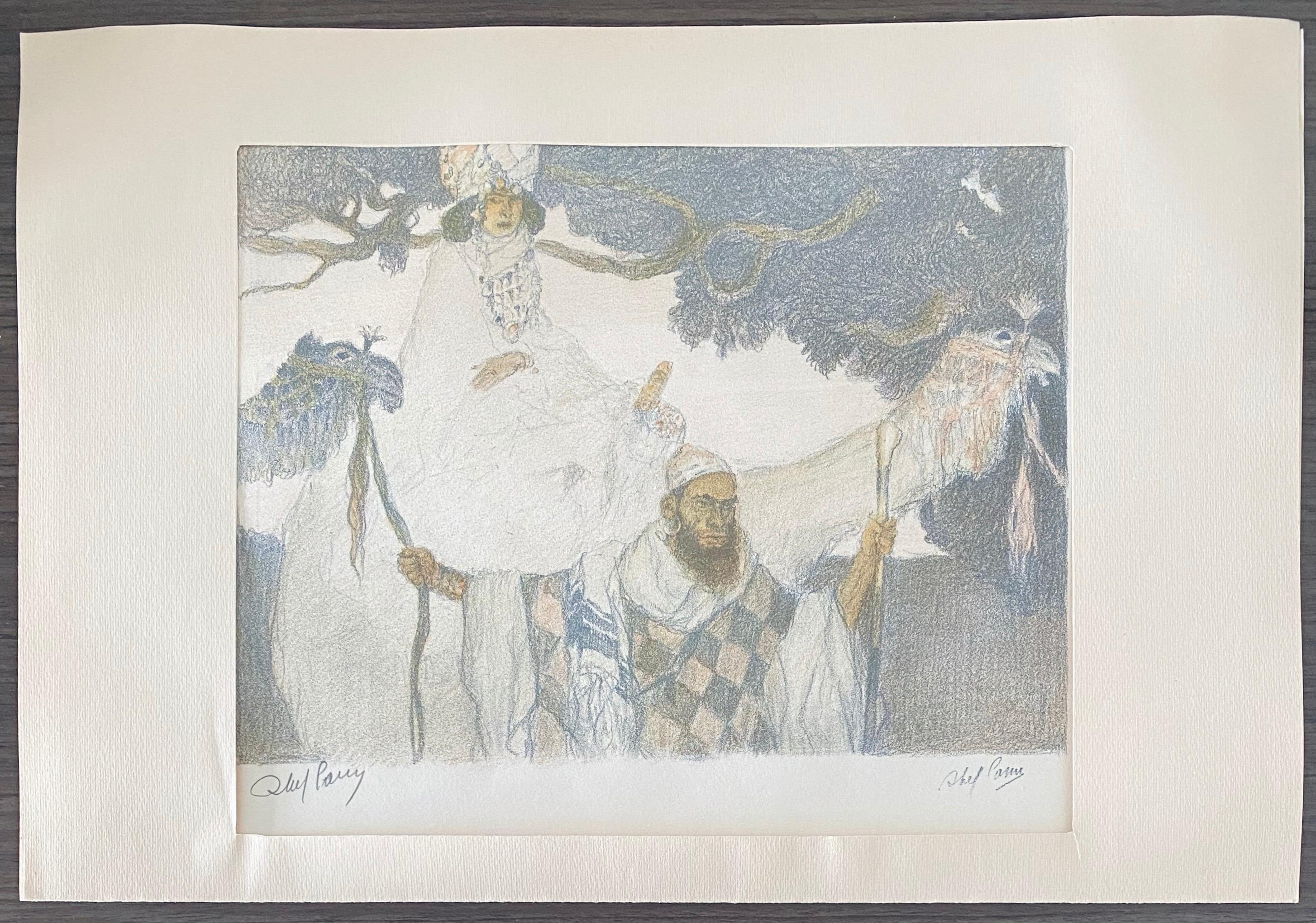 Abel Pann Israeli Bezalel School Lithograph Judaica Biblical Print Jewish Art For Sale 3