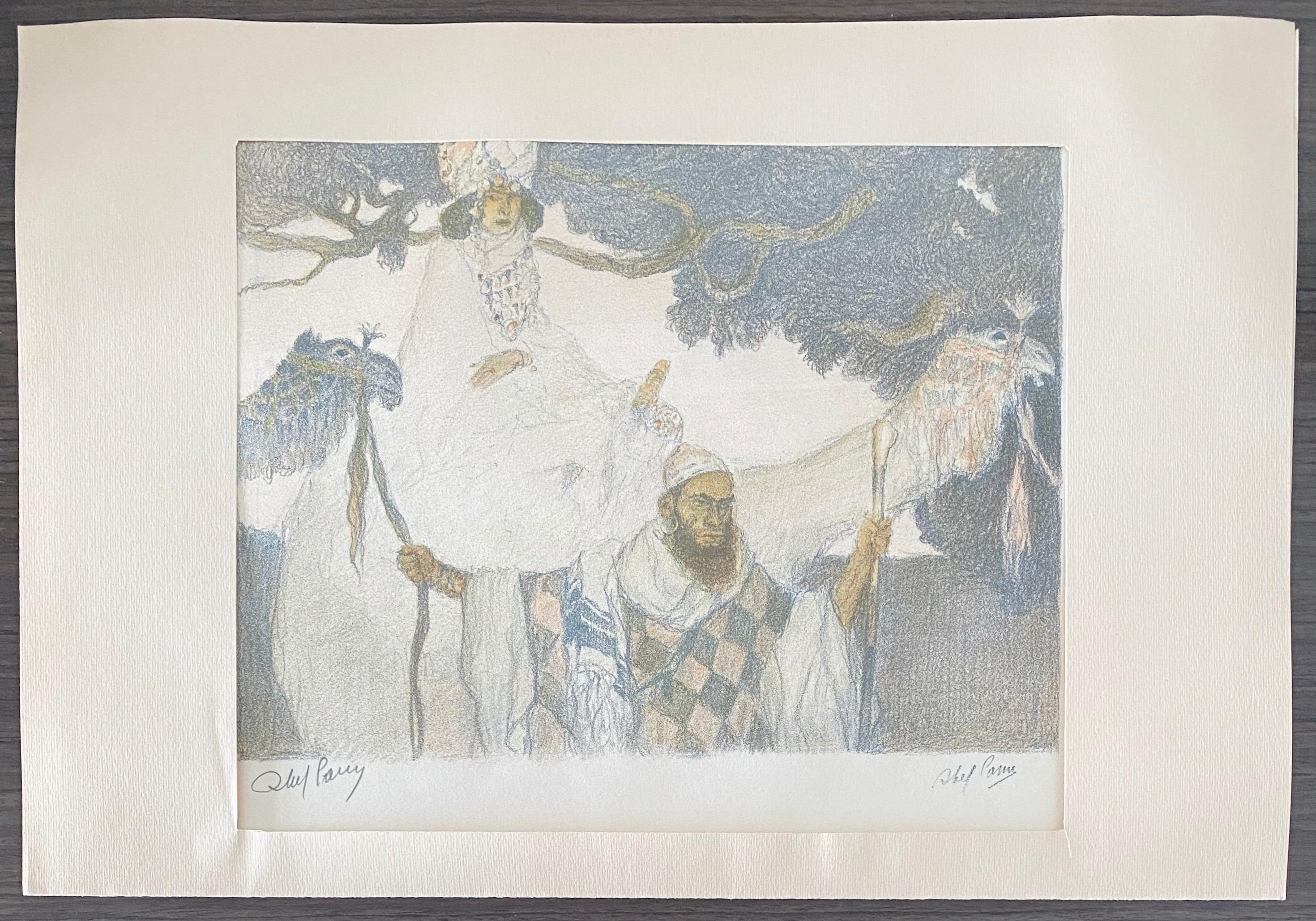 Abel Pann Israeli Bezalel Art School Litografia Judaica Stampa biblica Arte ebraica