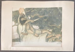 Abel Pann Israeli Bezalel School Lithograph Judaica Biblical Print Jewish Art