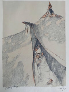 Vintage Abel Pann Israeli Bezalel School Lithograph Judaica Biblical Print Jewish Art