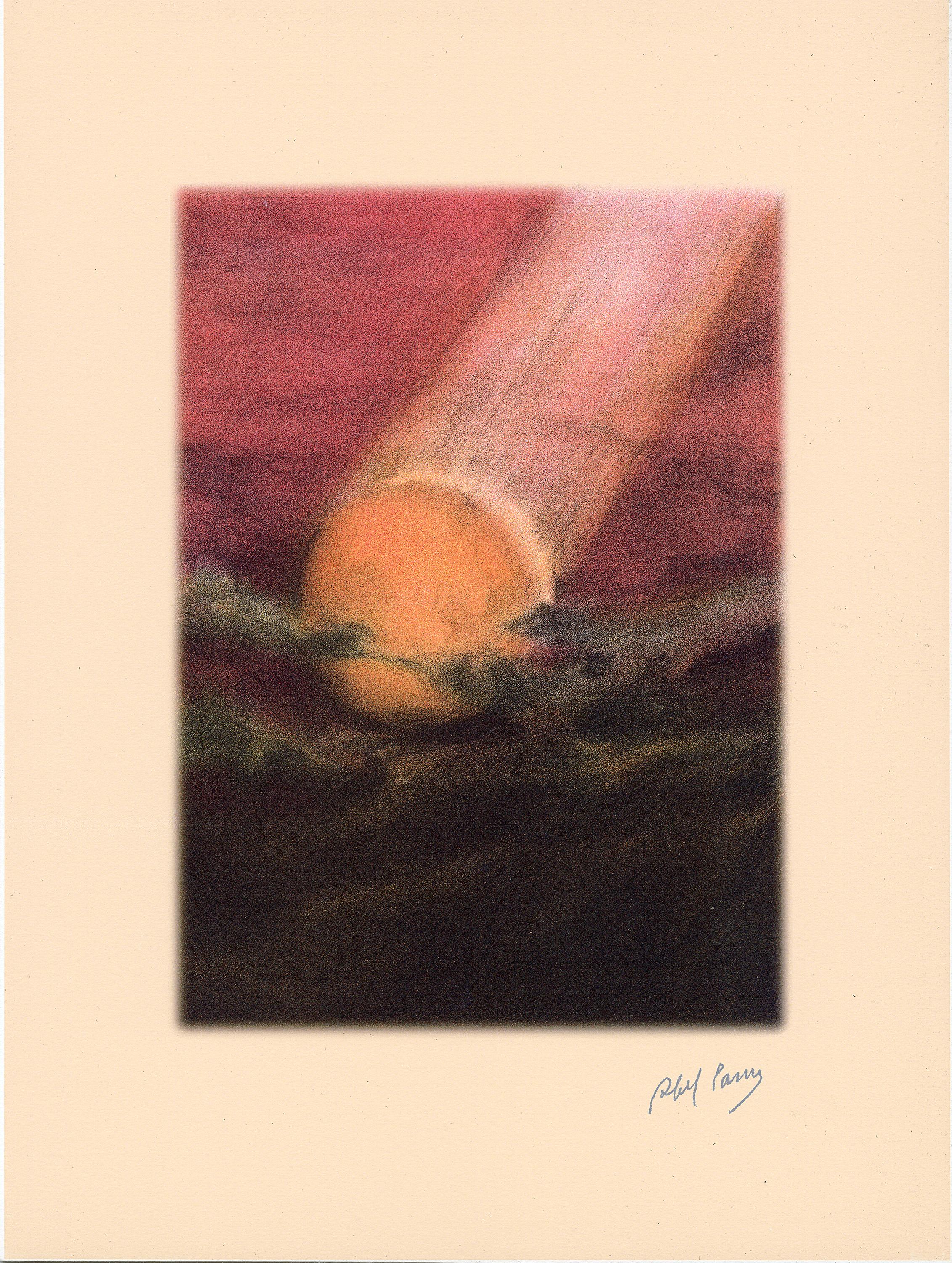 Abel Pann Landscape Print – "Und es ward Licht" aus dem Portfolio der Genesis alttestamentliche Bibellandschaft