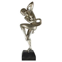 Abel R. Philippe rare art deco bronze figure of a dancing lady