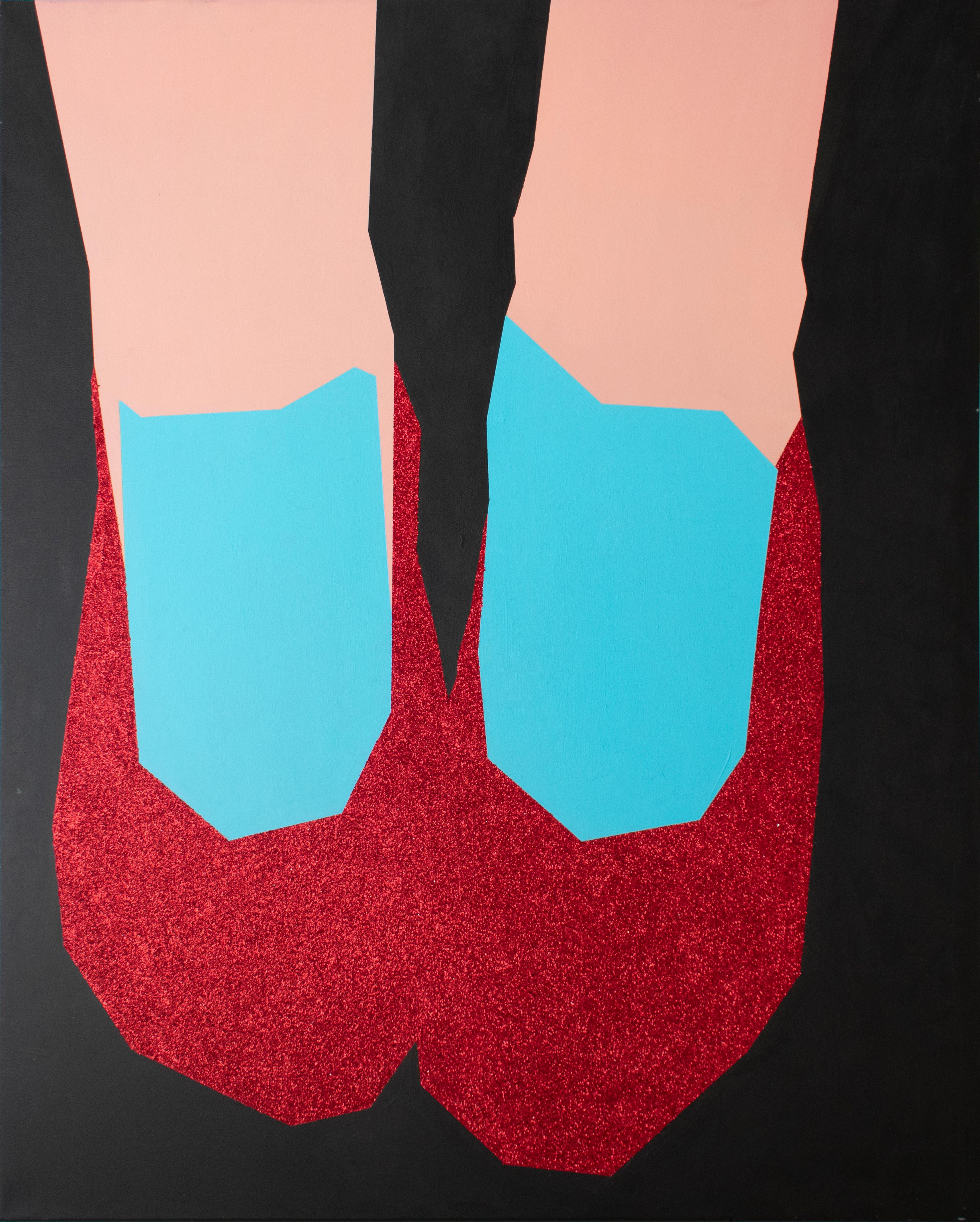 Abel Ramirez Abstract Painting - No Place Like Home (Abstract Still Life Painting of Dorothy's Ruby Red Slippers)