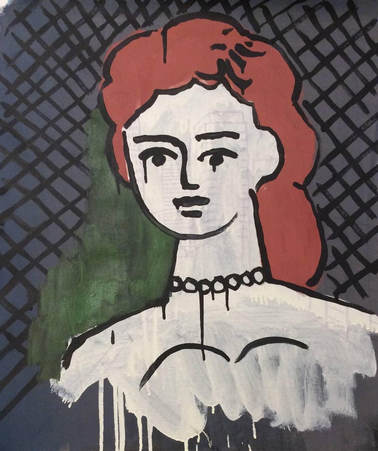 Abel Ramirez Portrait Of A Woman Colorful Figurative Painting For Sale At 1stdibs
