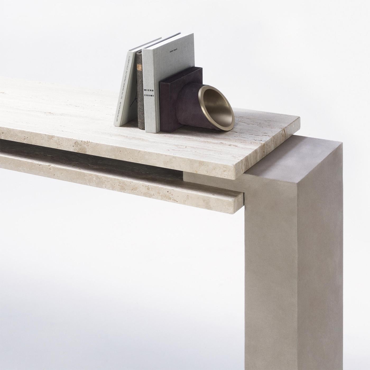 Hand-Crafted Abel Travertine Console Table For Sale
