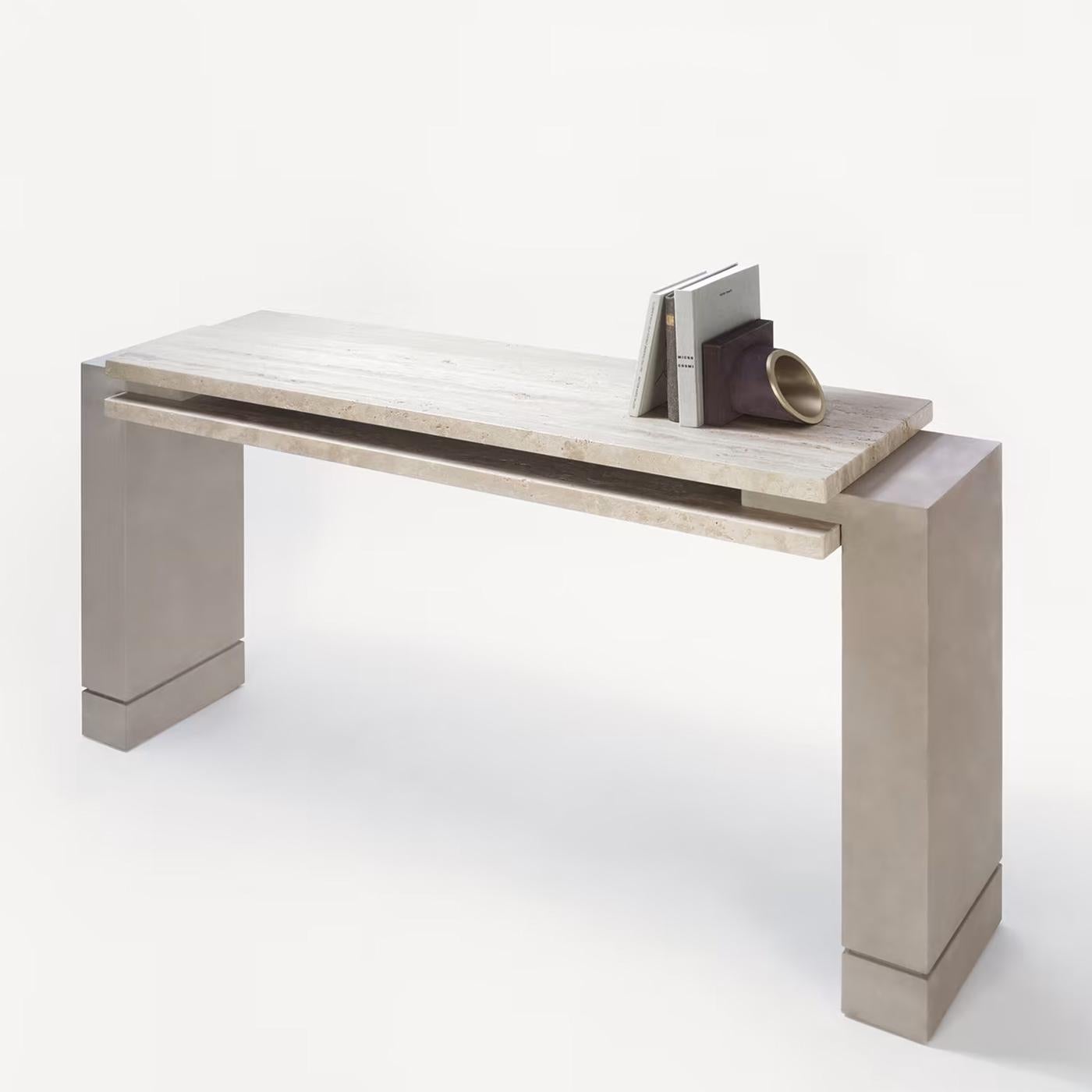 Contemporary Abel Travertine Console Table For Sale