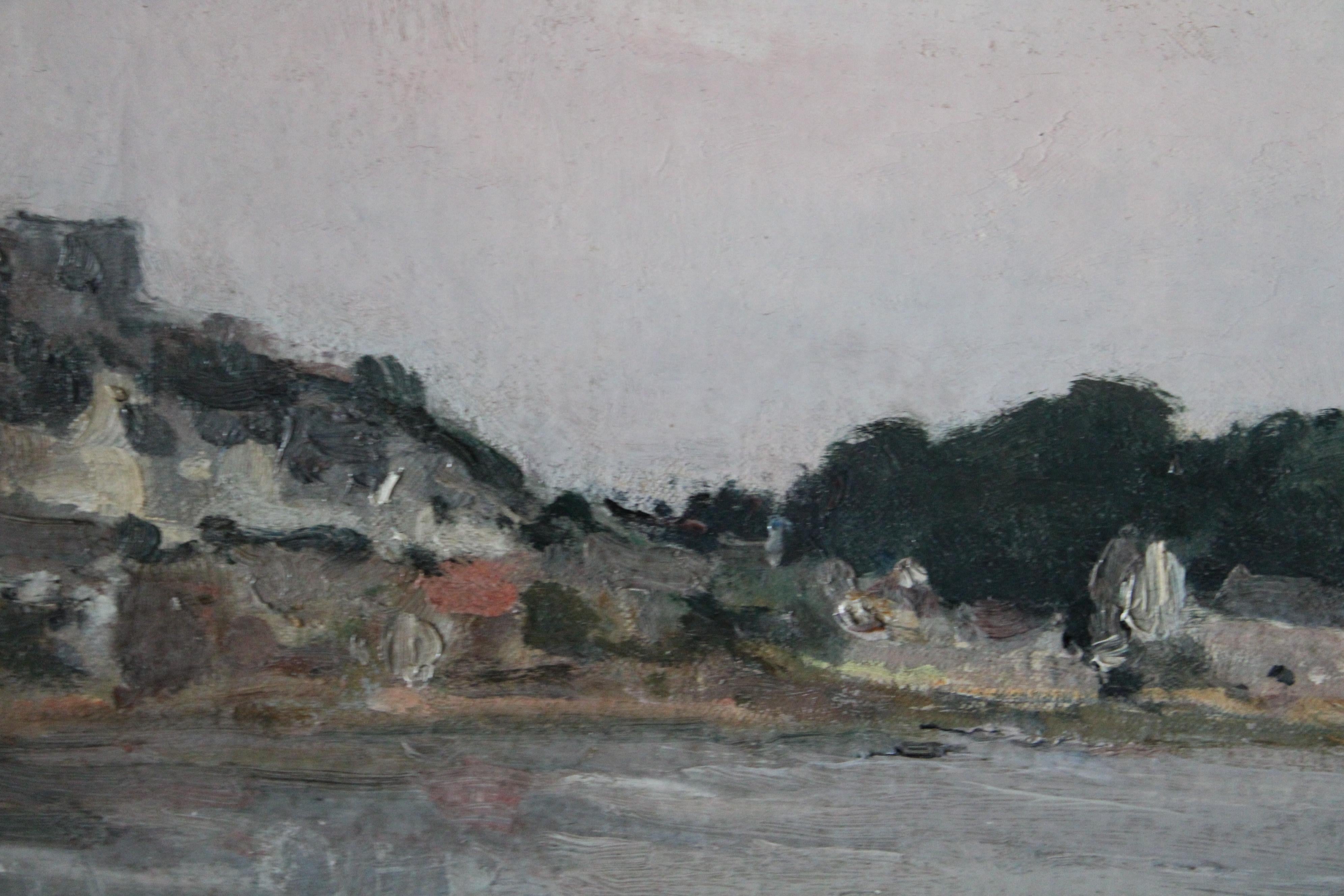 Vintage Post-Impressionist French coastal landscape oil painting For Sale 7