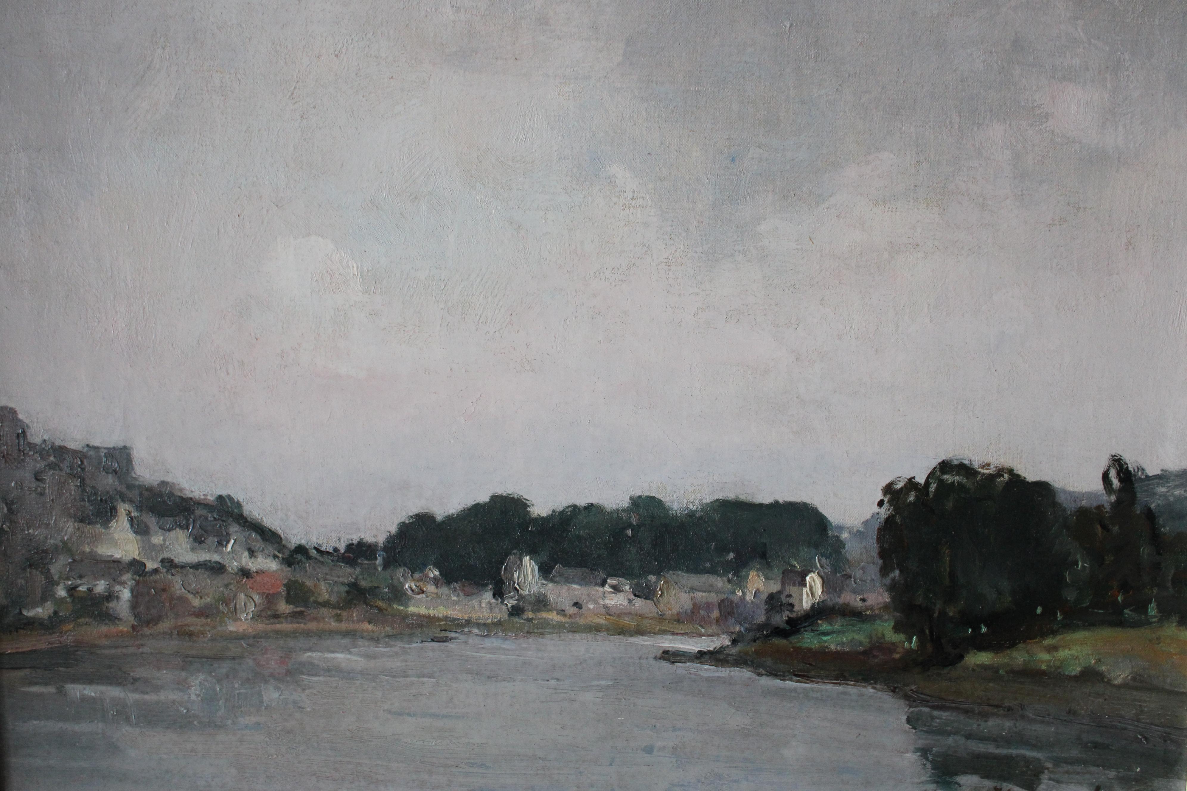 Vintage Post-Impressionist French coastal landscape oil painting - Painting by Abel Villard