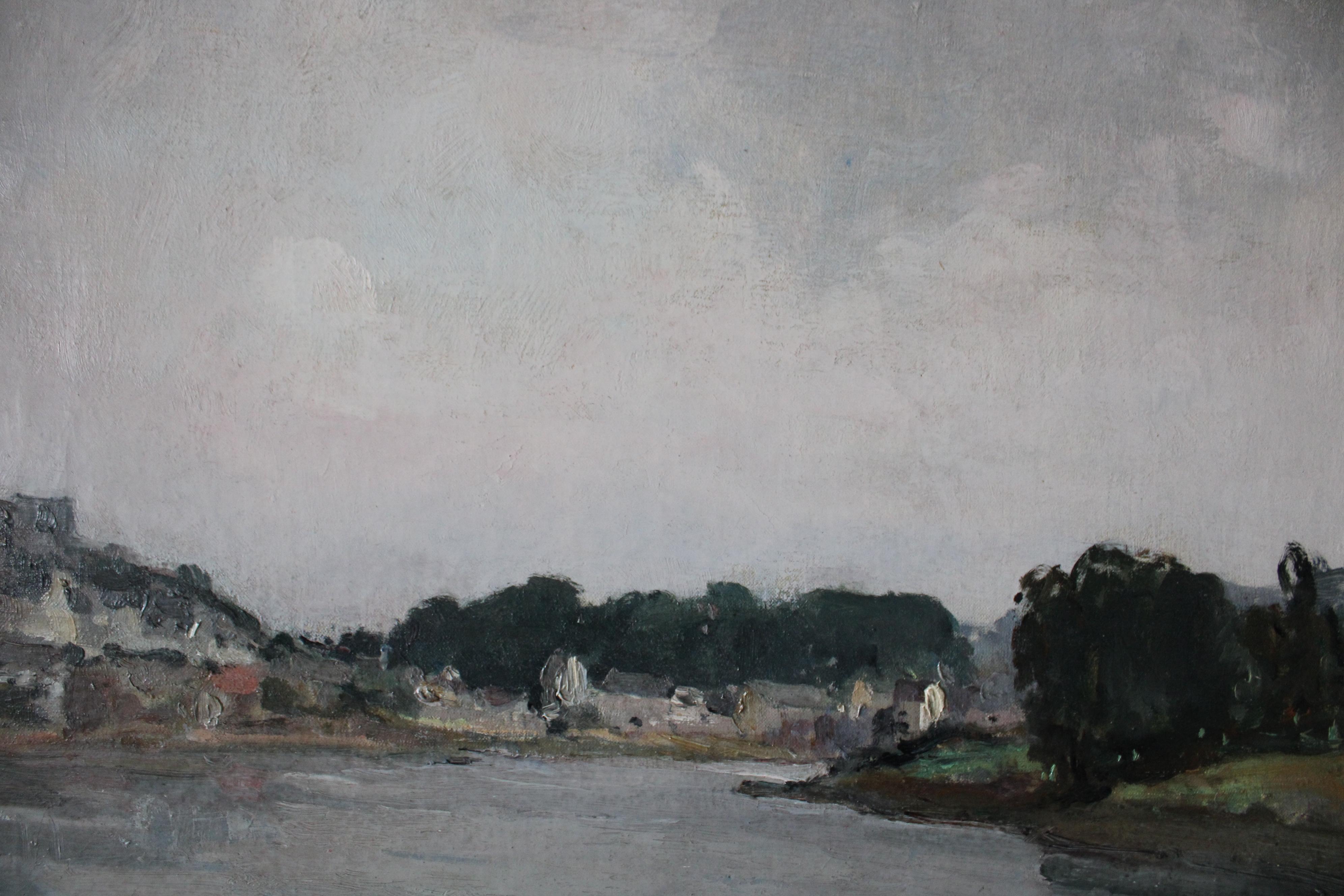 Vintage Post-Impressionist French coastal landscape oil painting For Sale 4