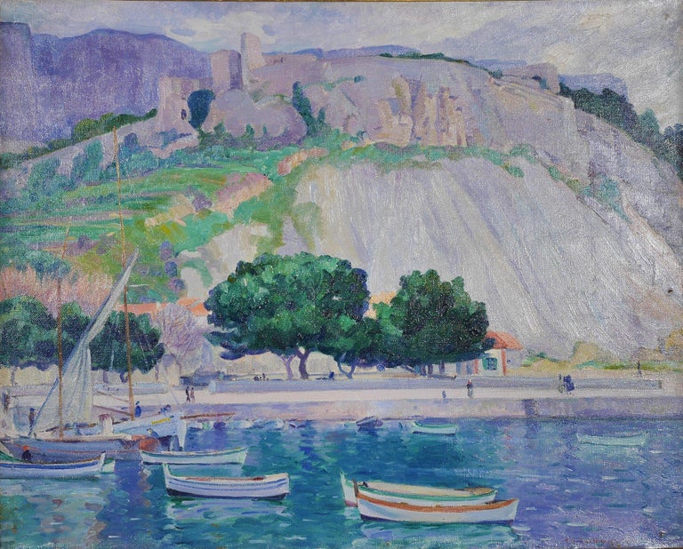 Early 20th Century Antibes, France Seascape/Landscape - Painting by Abel Warshawsky