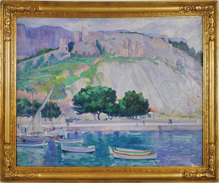 Abel Warshawsky Landscape Painting - Early 20th Century Antibes, France Seascape/Landscape