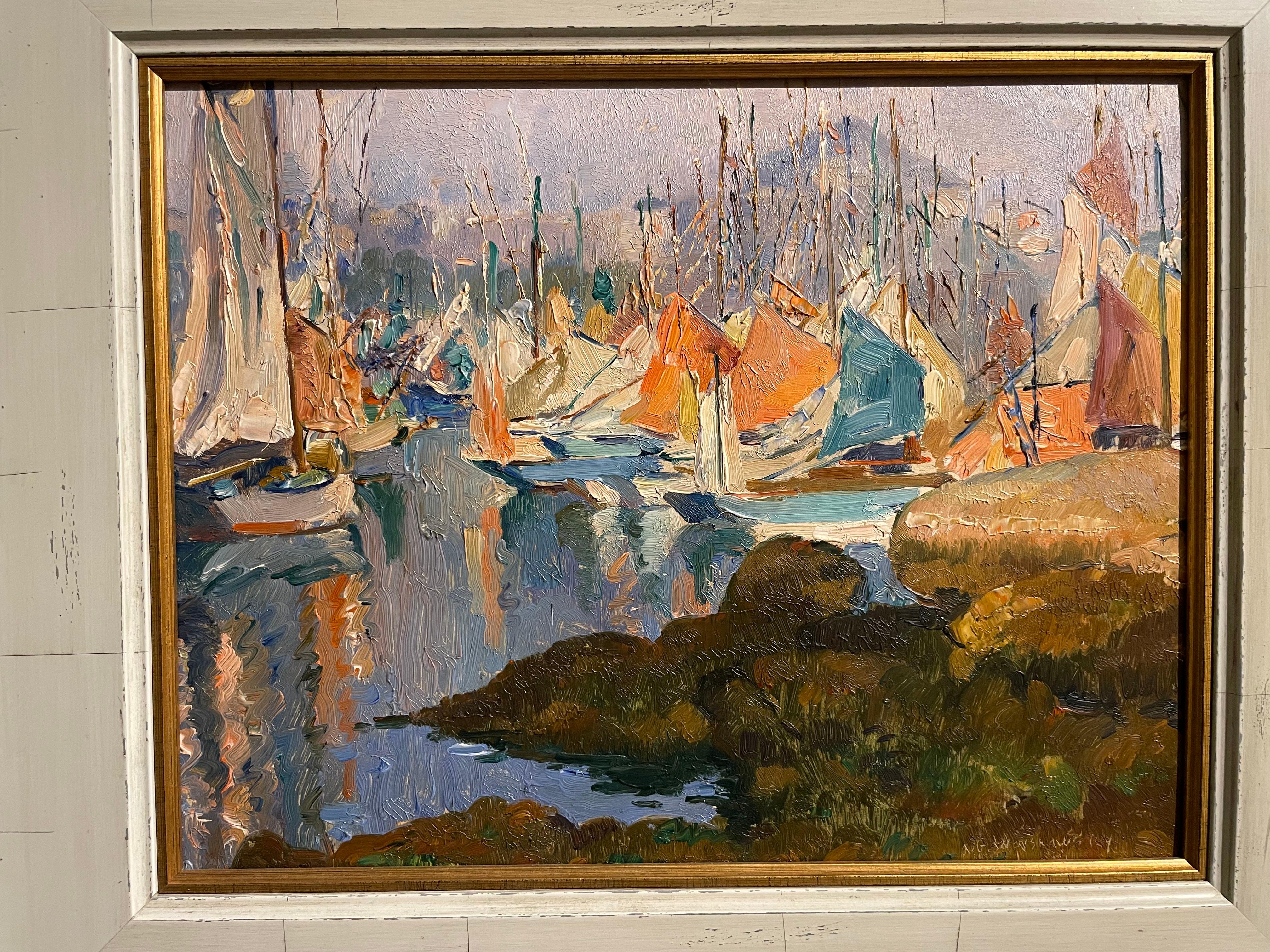 Pittura di paesaggio marino dei primi anni del XX secolo in vendita 4