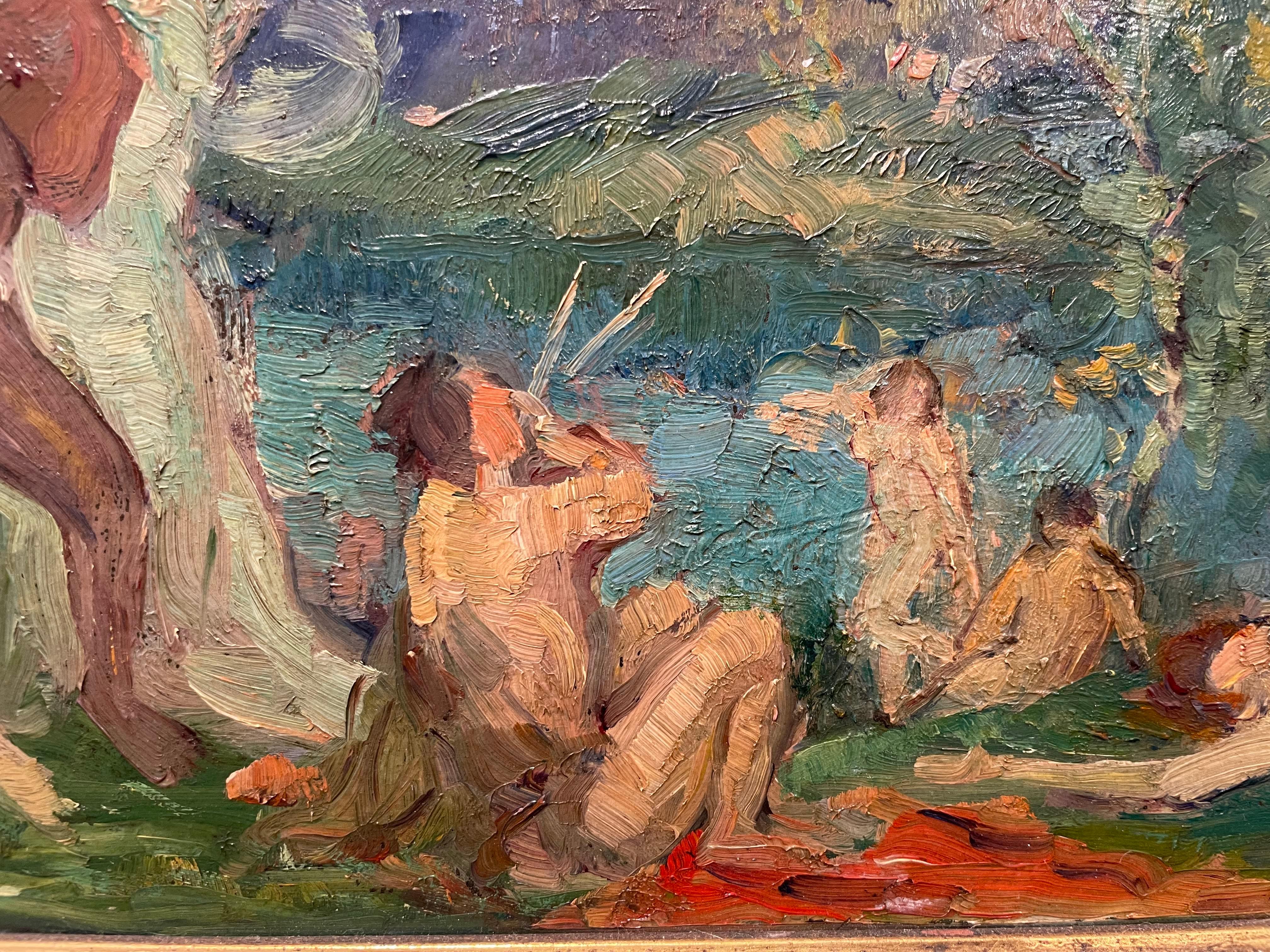 Wandstudie, amerikanisches impressionistisches Gemälde des frühen 20. Jahrhunderts im Angebot 5