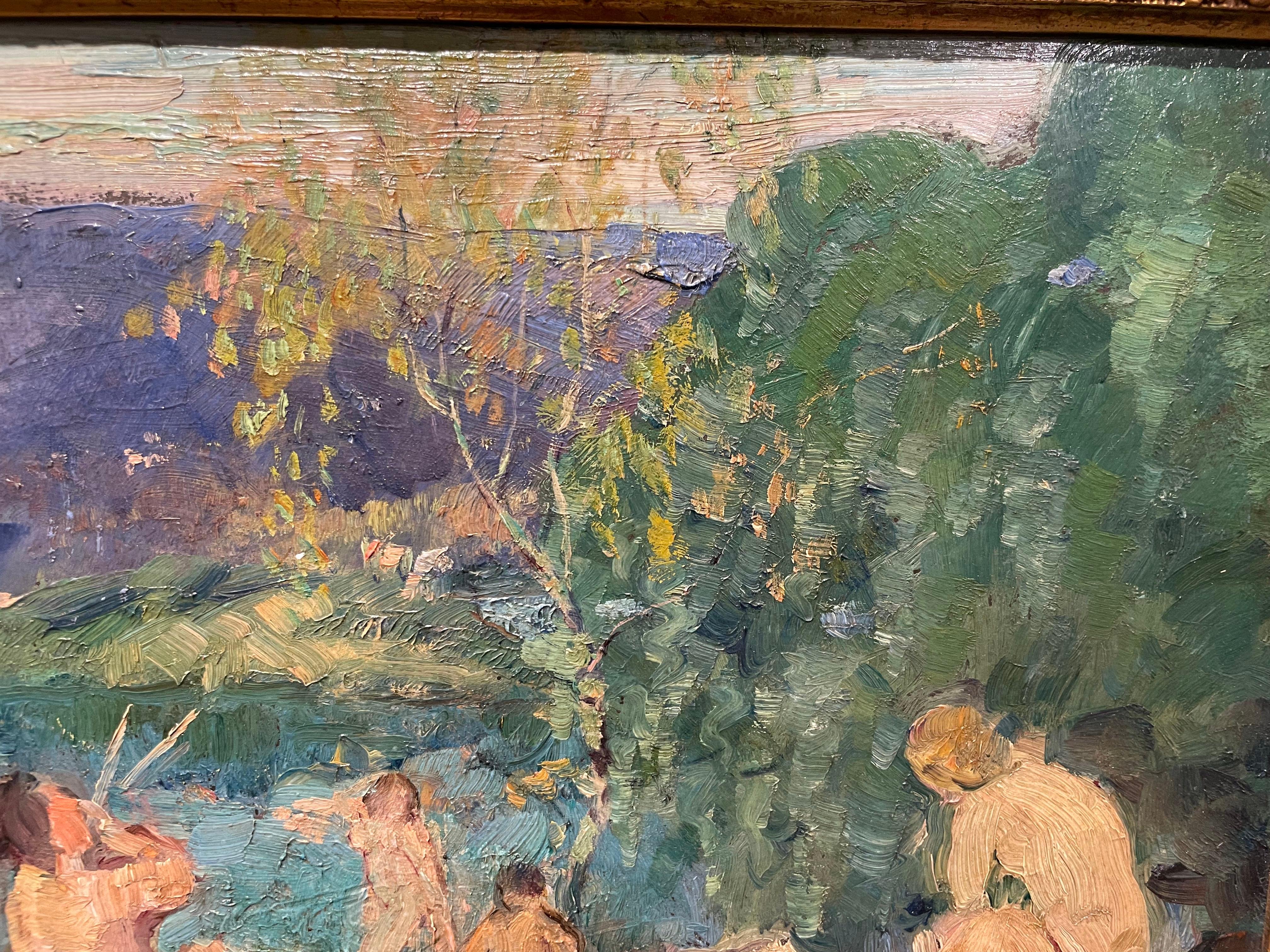 Wandstudie, amerikanisches impressionistisches Gemälde des frühen 20. Jahrhunderts im Angebot 6
