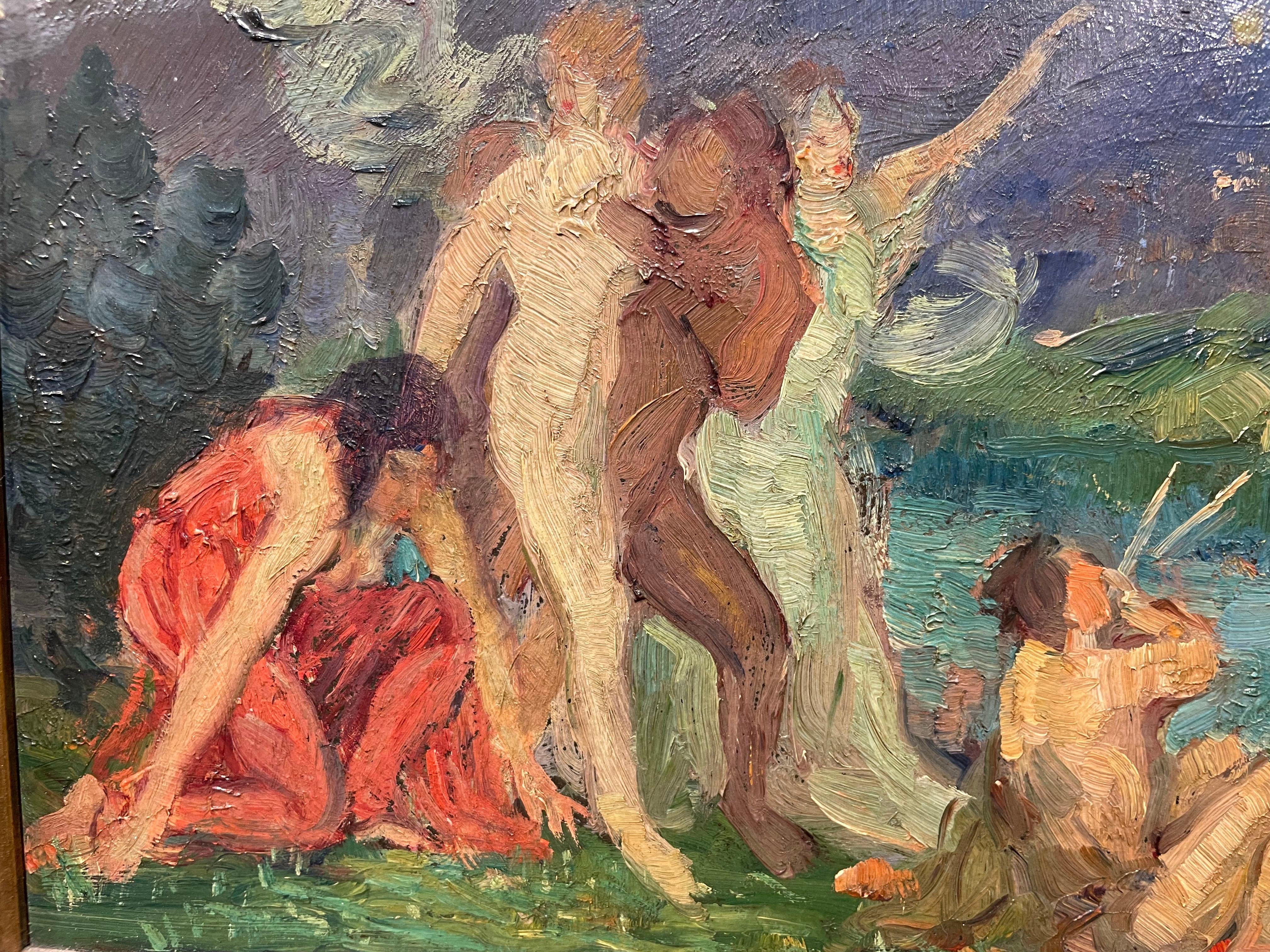 Wandstudie, amerikanisches impressionistisches Gemälde des frühen 20. Jahrhunderts im Angebot 7