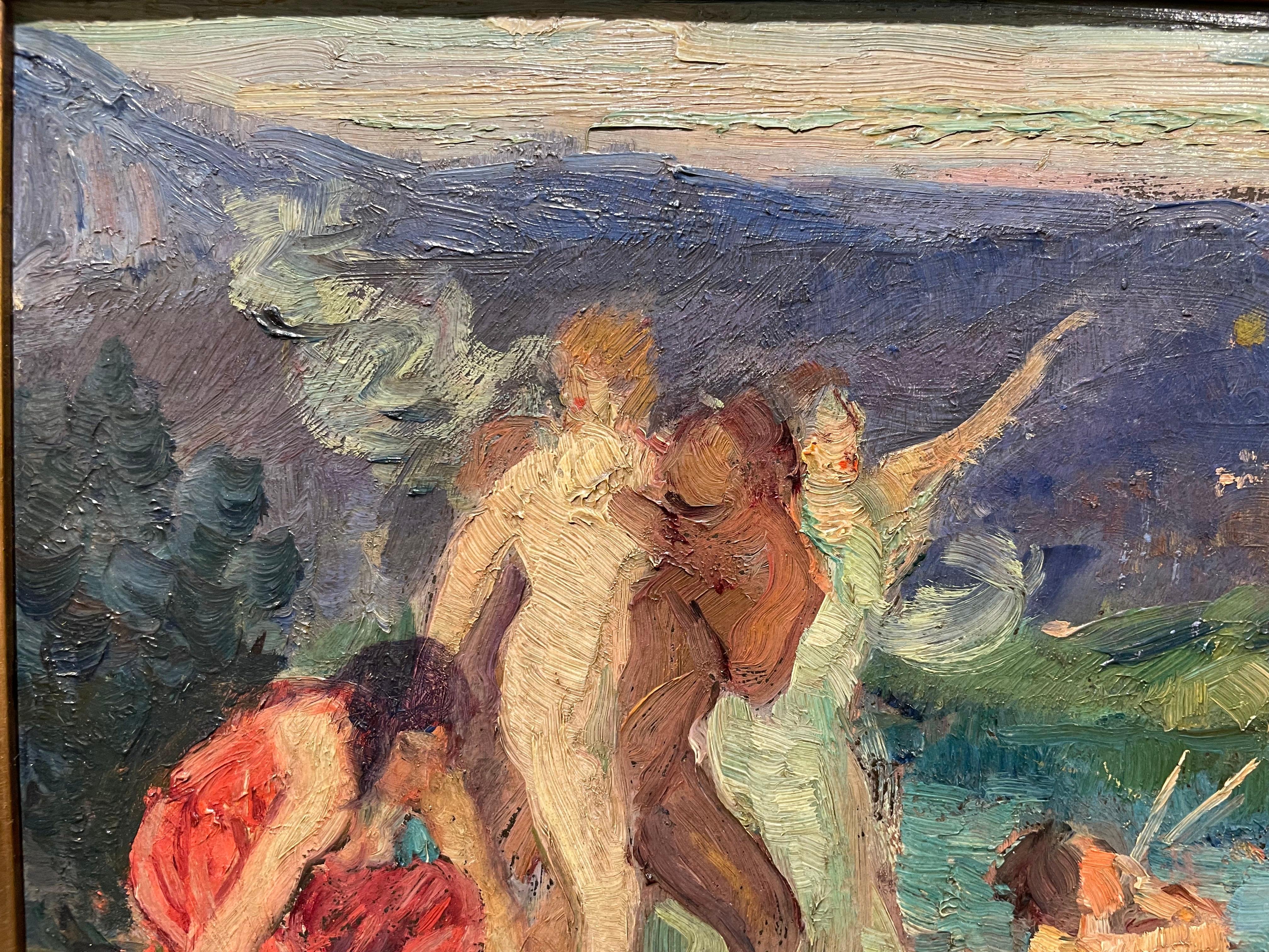 Wandstudie, amerikanisches impressionistisches Gemälde des frühen 20. Jahrhunderts im Angebot 8