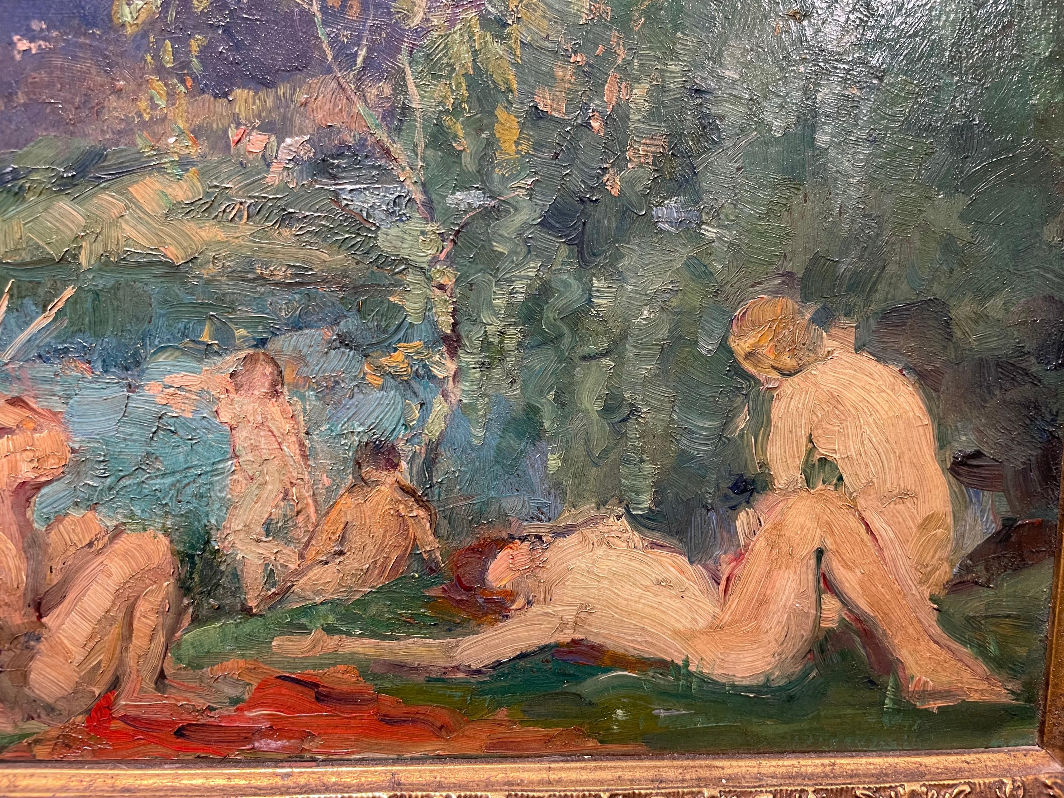 Wandstudie, amerikanisches impressionistisches Gemälde des frühen 20. Jahrhunderts im Angebot 3