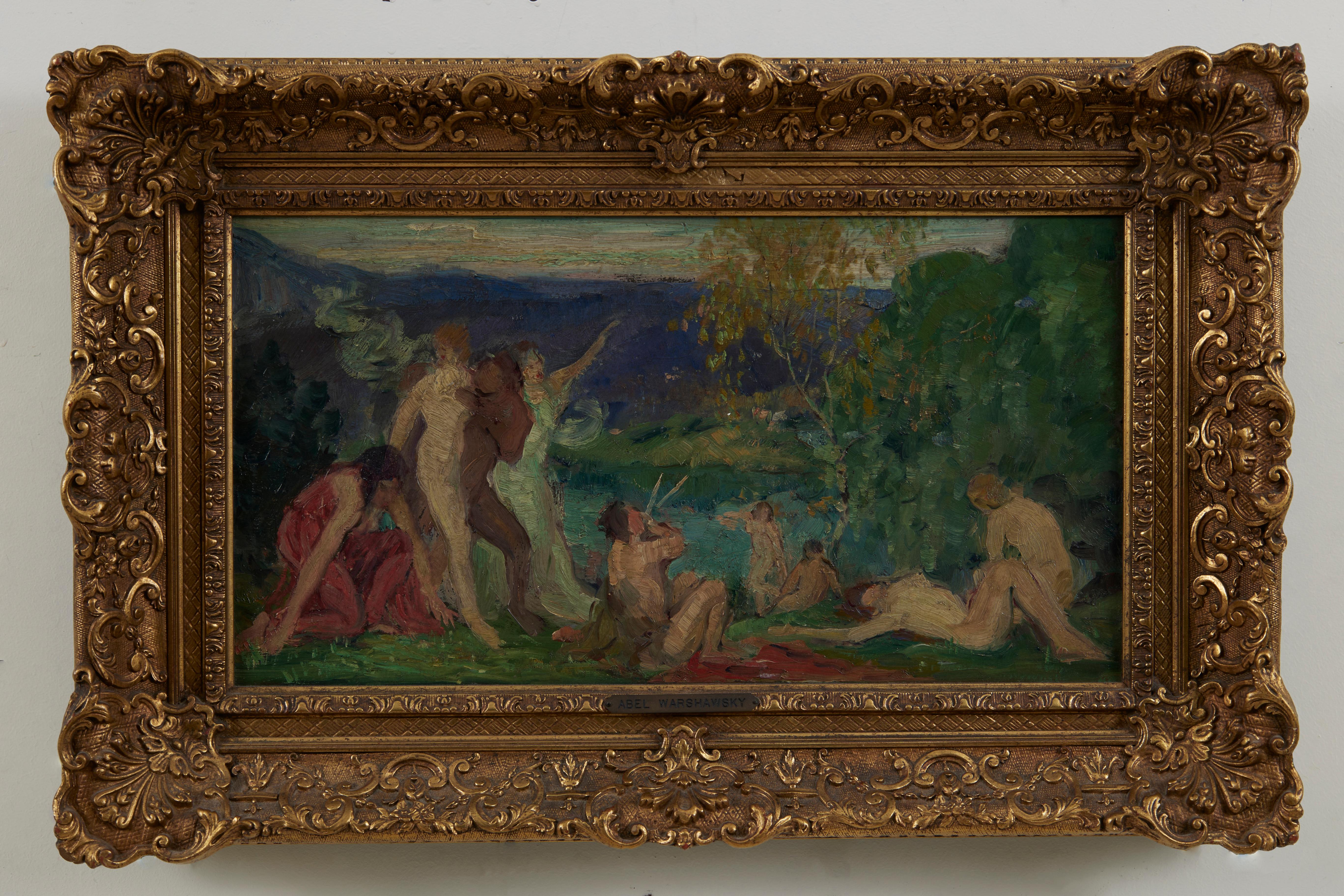 Abel Warshawsky Figurative Painting - Mural Study, Early 20th Century American Impressionist Painting