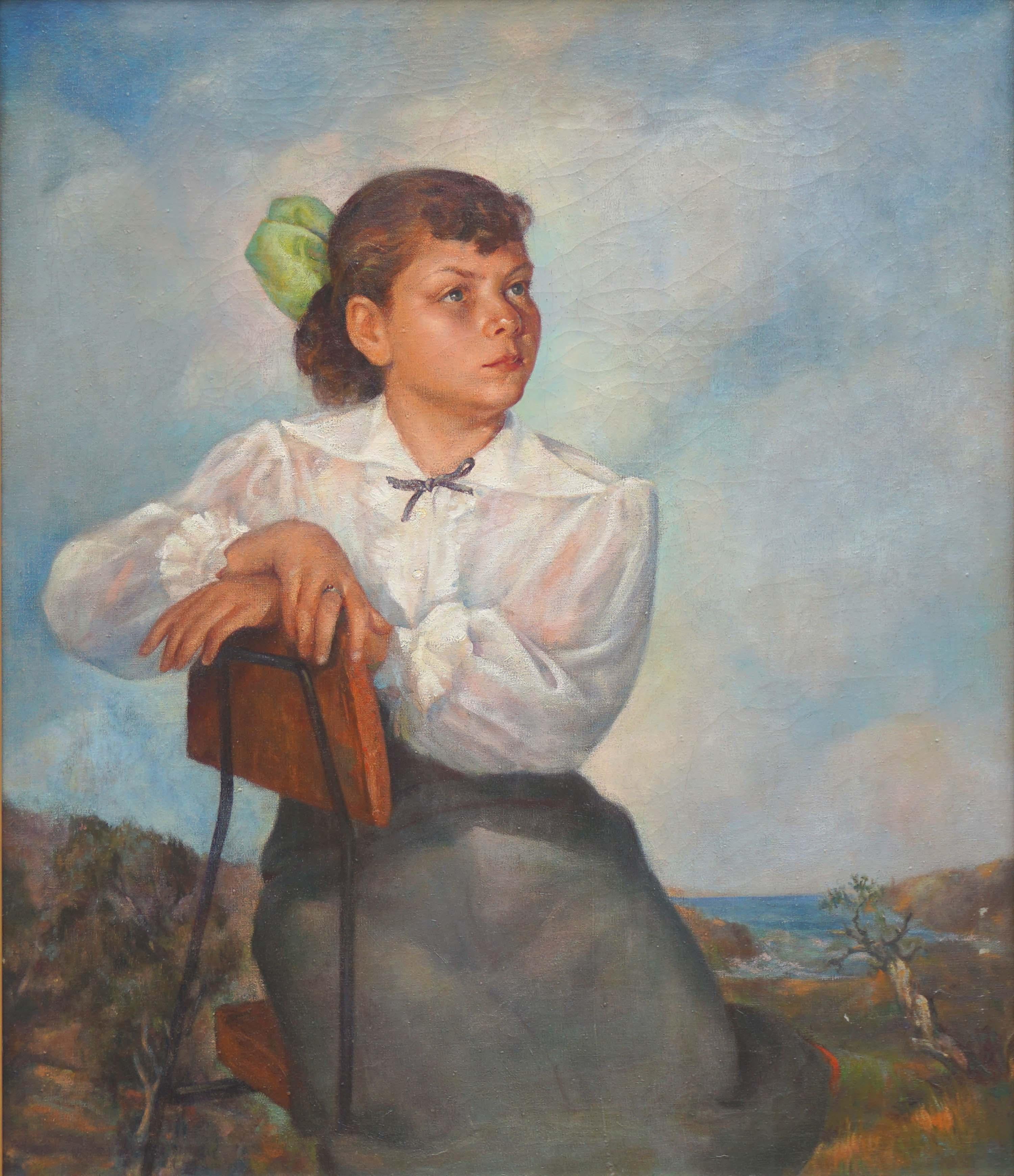 Mid Century Portrait of Lisa Mi Hamlin - Painting by Abel Warshawsky
