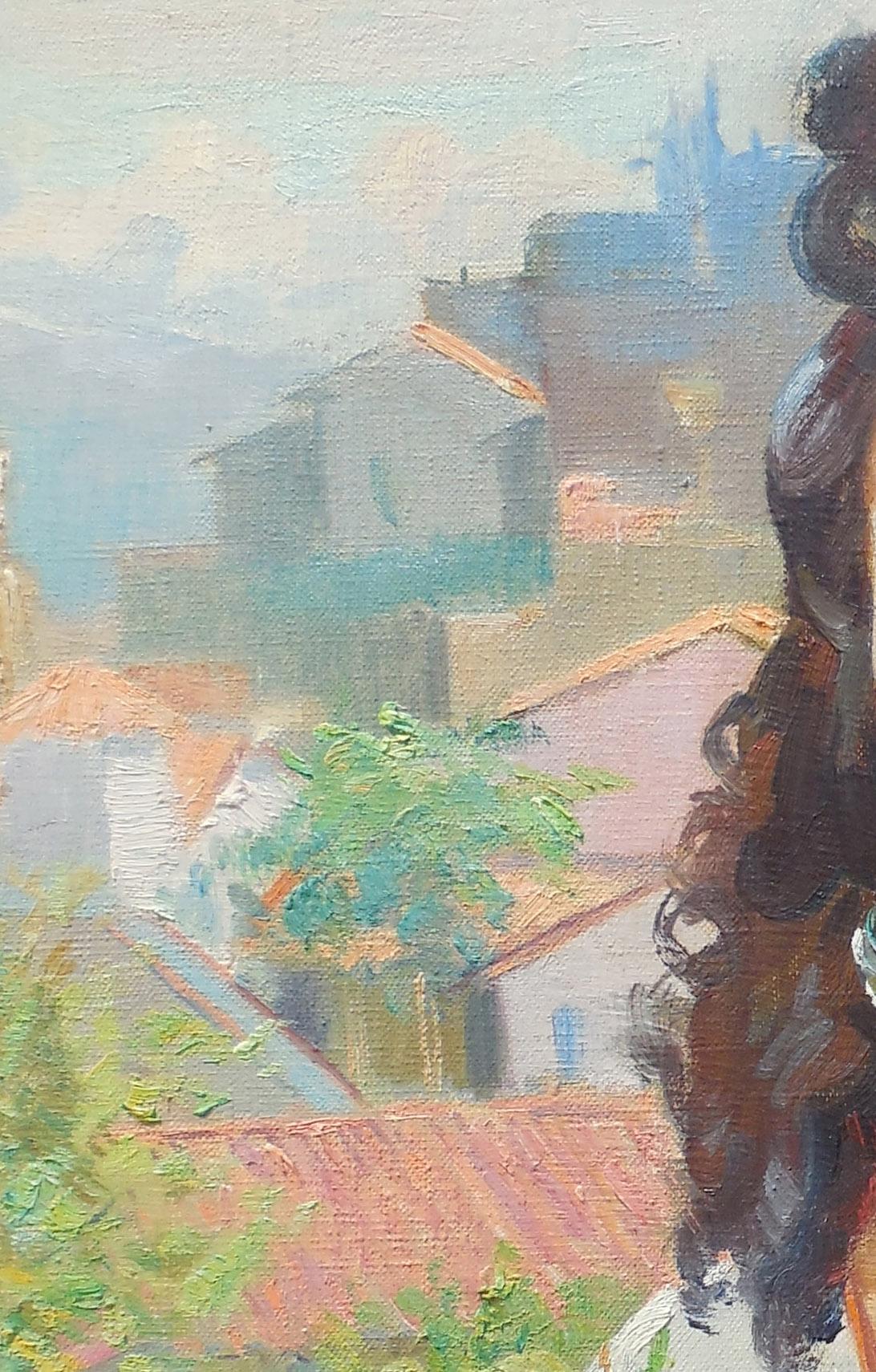 Spanish Beauty (Portrait de la femme de l'artiste)
Huile sur toile, C.I.C.
Signé en haut à droite 