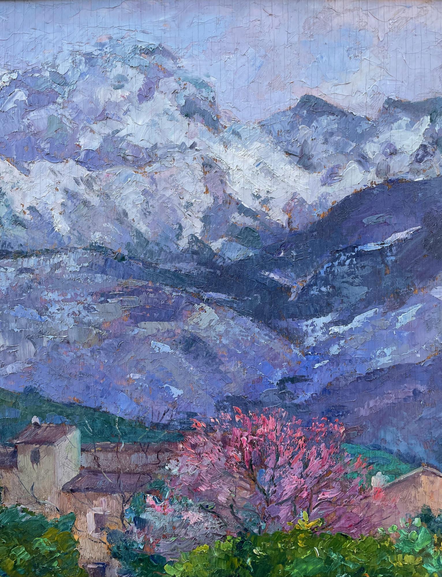 Spring, Majorca (Pologne Majorque), paysage montagneux espagnol du 20e siècle - Impressionnisme américain Painting par Abel Warshawsky