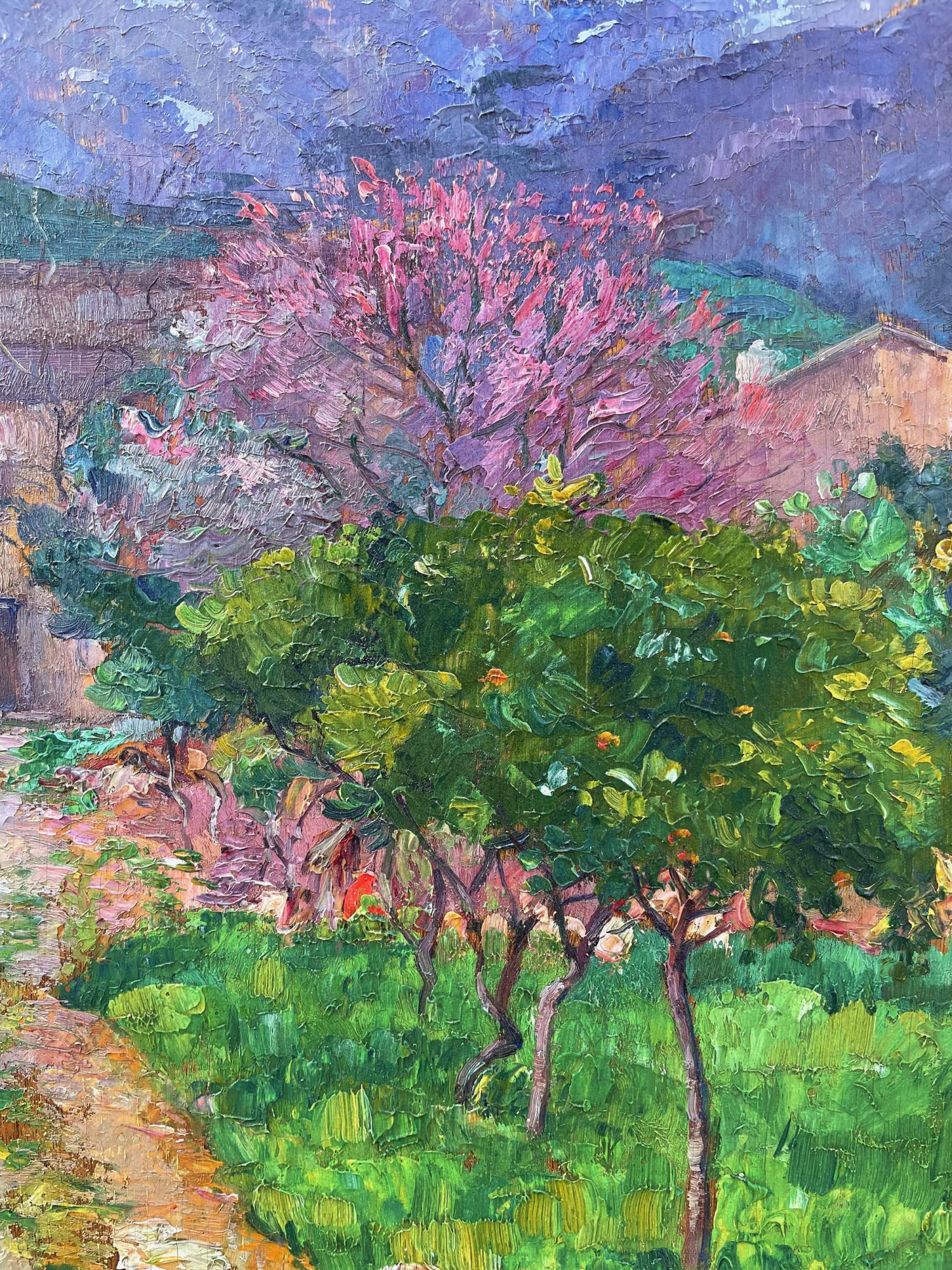 Spring, Majorca (Puig Major), 20th Century Spanish Mountainous Landscape - American Impressionist Painting by Abel Warshawsky