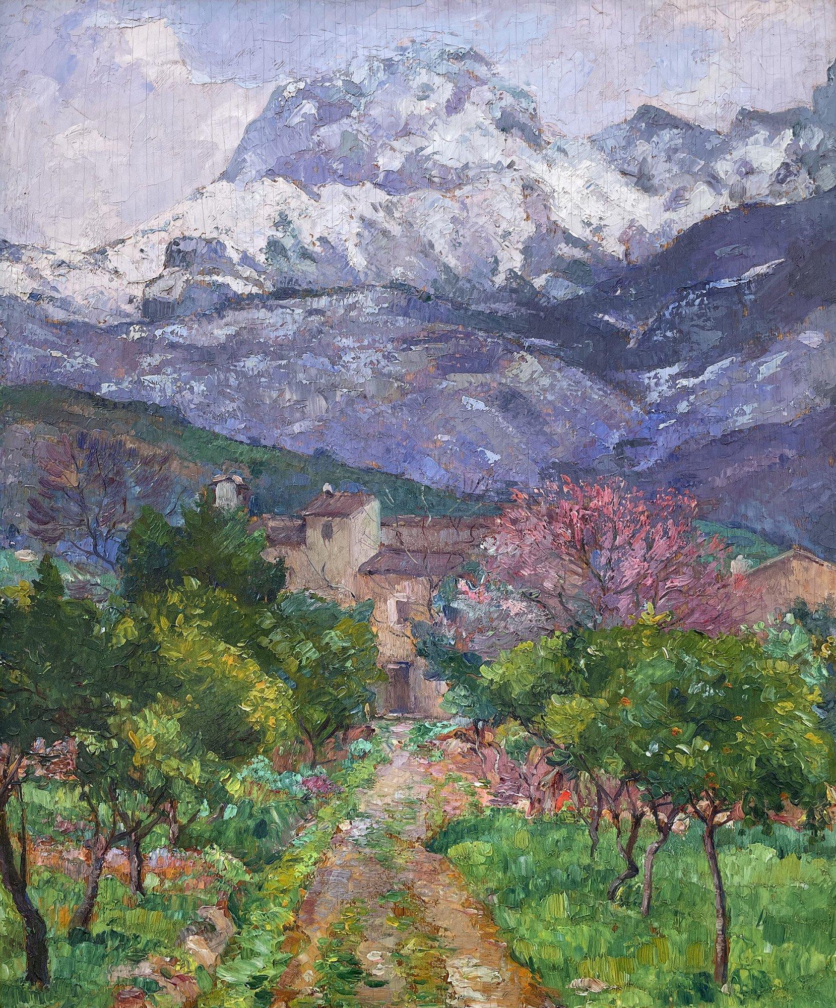 Abel Warshawsky Landscape Painting - Spring, Majorca (Puig Major), 20th Century Spanish Mountainous Landscape