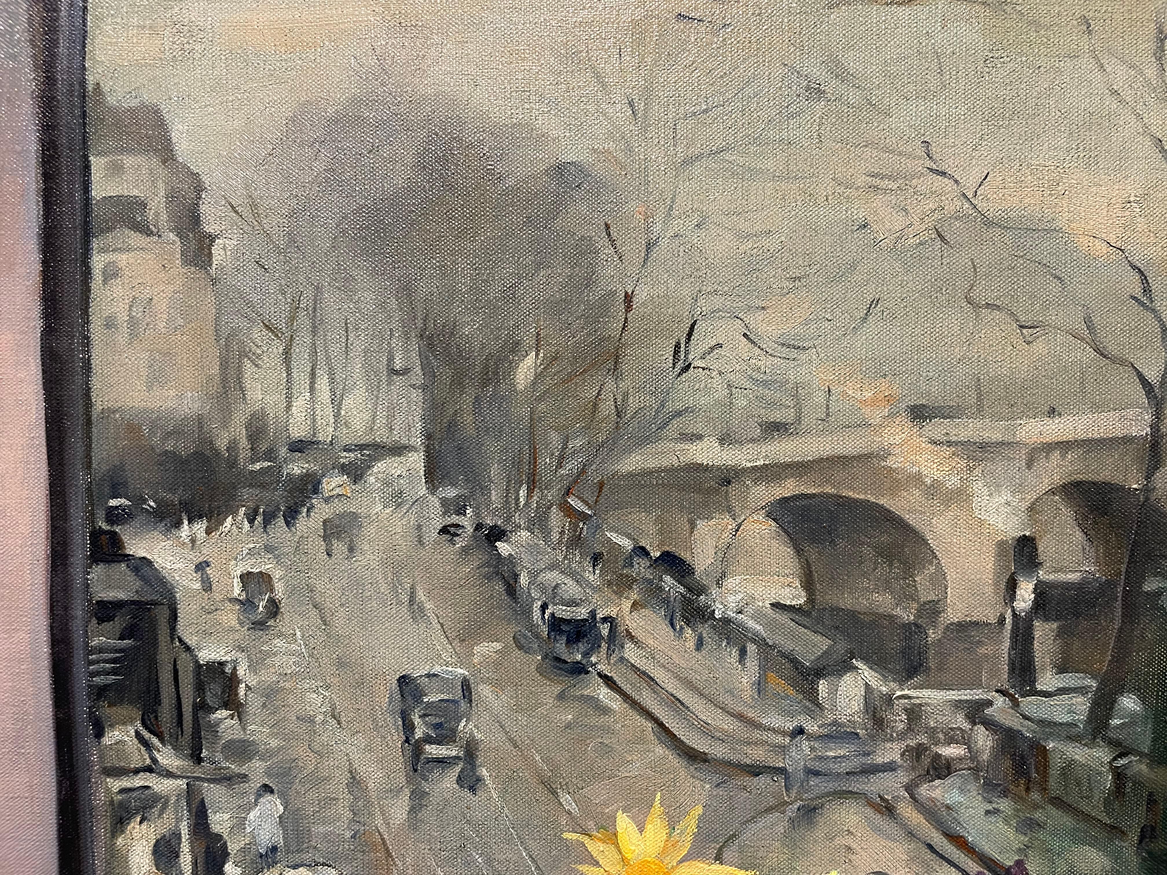 Nature morte avec fleurs, buste et scène parisienne, impressionniste américain en vente 5