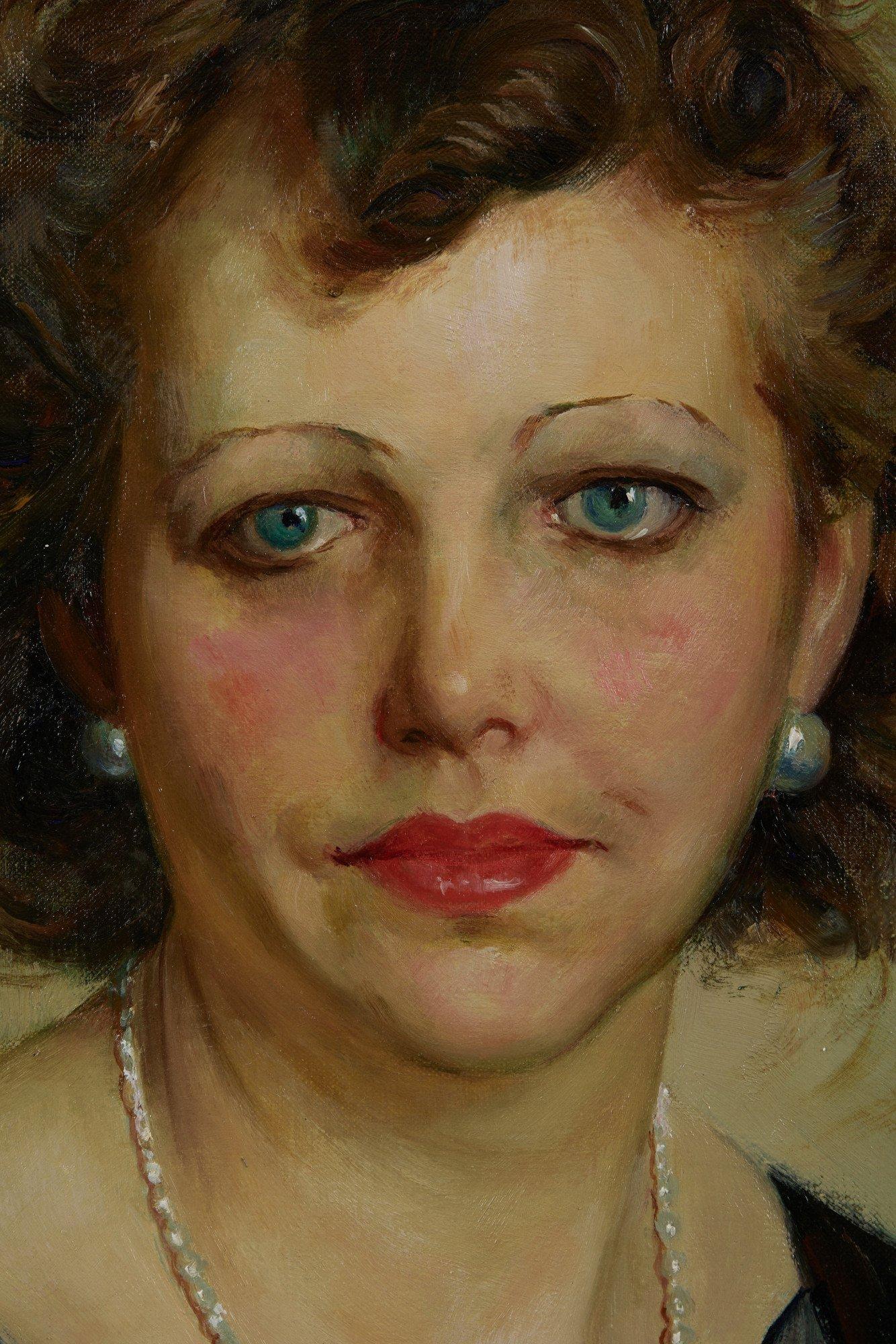 The Antique Dealer, Portrait de femme à l'huile du 20e siècle, école de Cleveland - Impressionnisme Painting par Abel Warshawsky