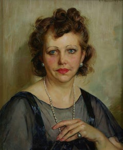 The Antique Dealer, Ölporträt einer Frau aus dem 20. Jahrhundert, Cleveland School