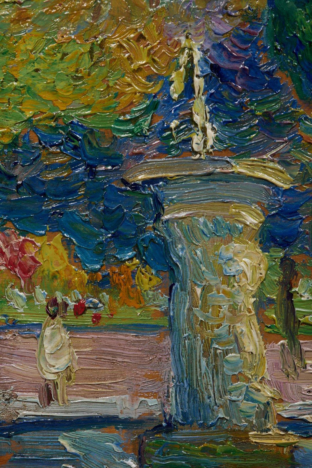 Abel Warshawsky (American, 1883-1962)
The Luxembourg Gardens, Paris, 1909
Oil on panel
Signed and dated lower right, titled verso
8.5 x 10.5 inches
13.75 x 16 inches, framed

Impressionist painter A.G. Warshawsky was active in Cleveland, Paris and