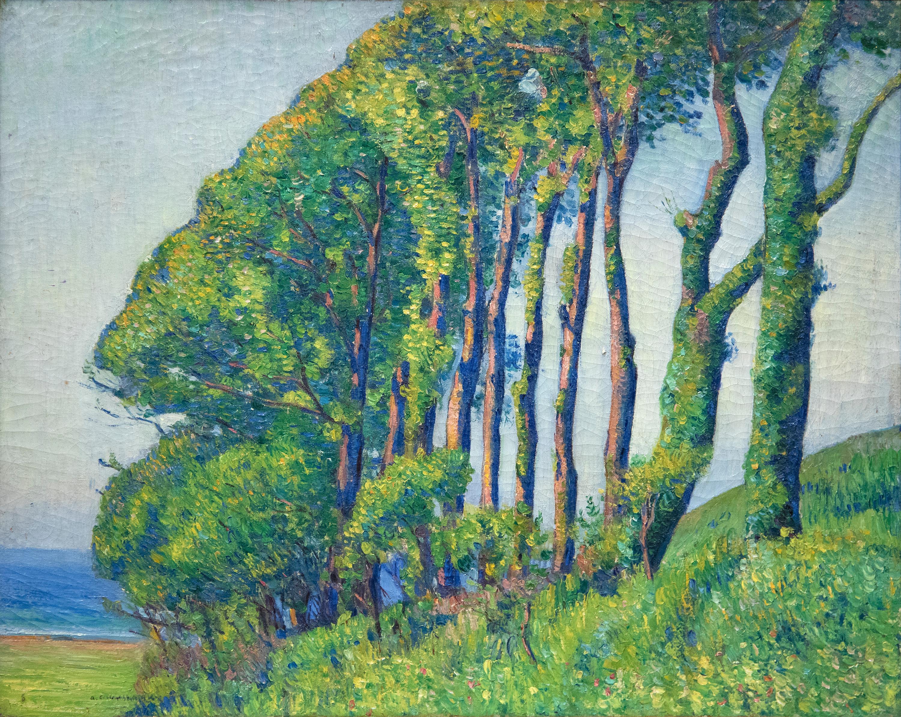 Landscape Painting di Abel Warshawsky - Alberi in Bretagna