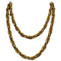 Abel & Zimmerman 18 Karat Gold Braided Oval Links Chain Necklace for Cellini