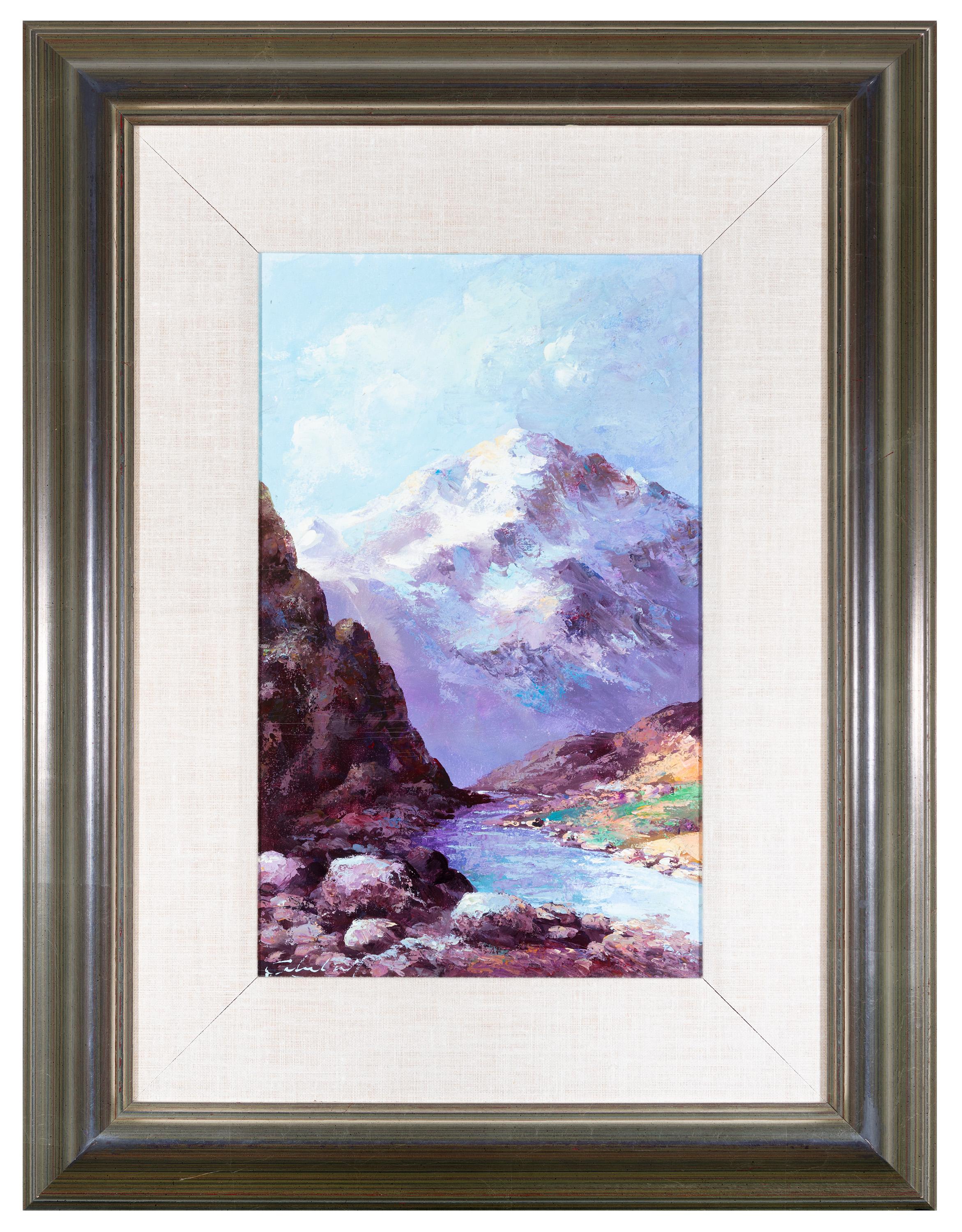 Abelardo Marquez Velazquez Landscape Painting - "Cordillera, Blanca-Ancash (White Mountains)" Oil, Signed