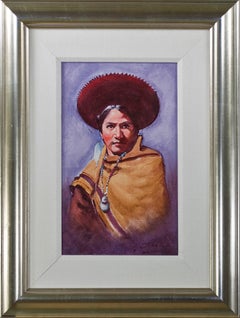 Latino Female Figure Portrait Latin Peruvian Culture Native Realism Color Signed