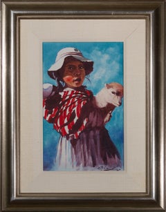 Latino Female Figure Portrait Latin Peruvian Culture Sheep Realism Color Signed