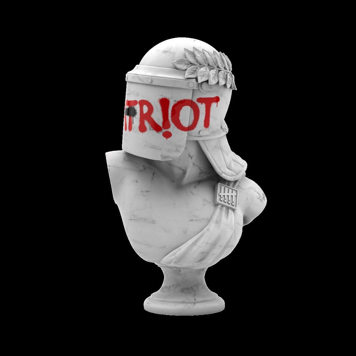 Abell Octovan Figurative Sculpture - "Pat-RIOT" Painted Cast Polystone Greek Bust Sculpture