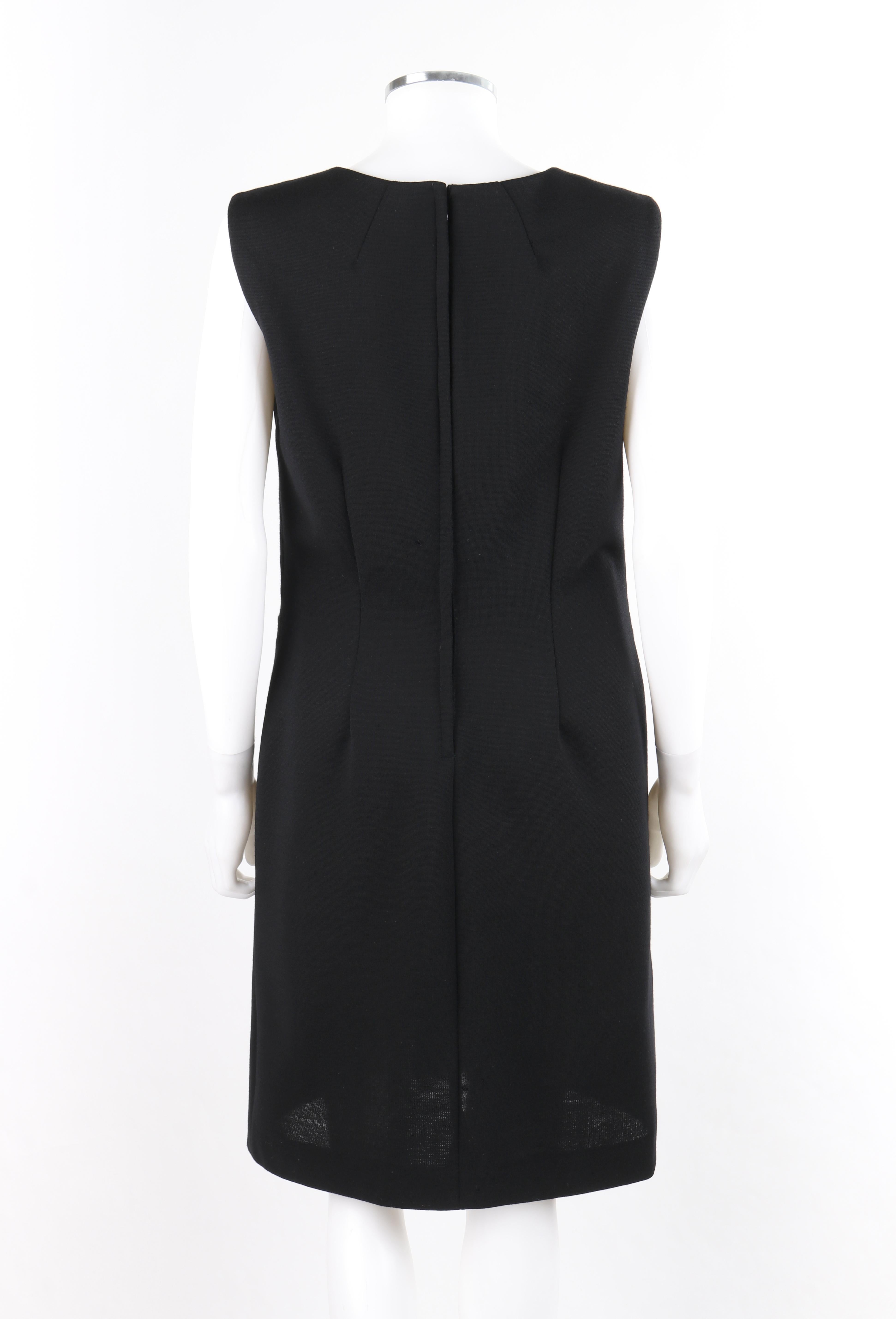 ABELLA PARIS c.1960’s Black Gold Embellished Lace-Up Front Fitted Sheath Dress In Good Condition In Thiensville, WI
