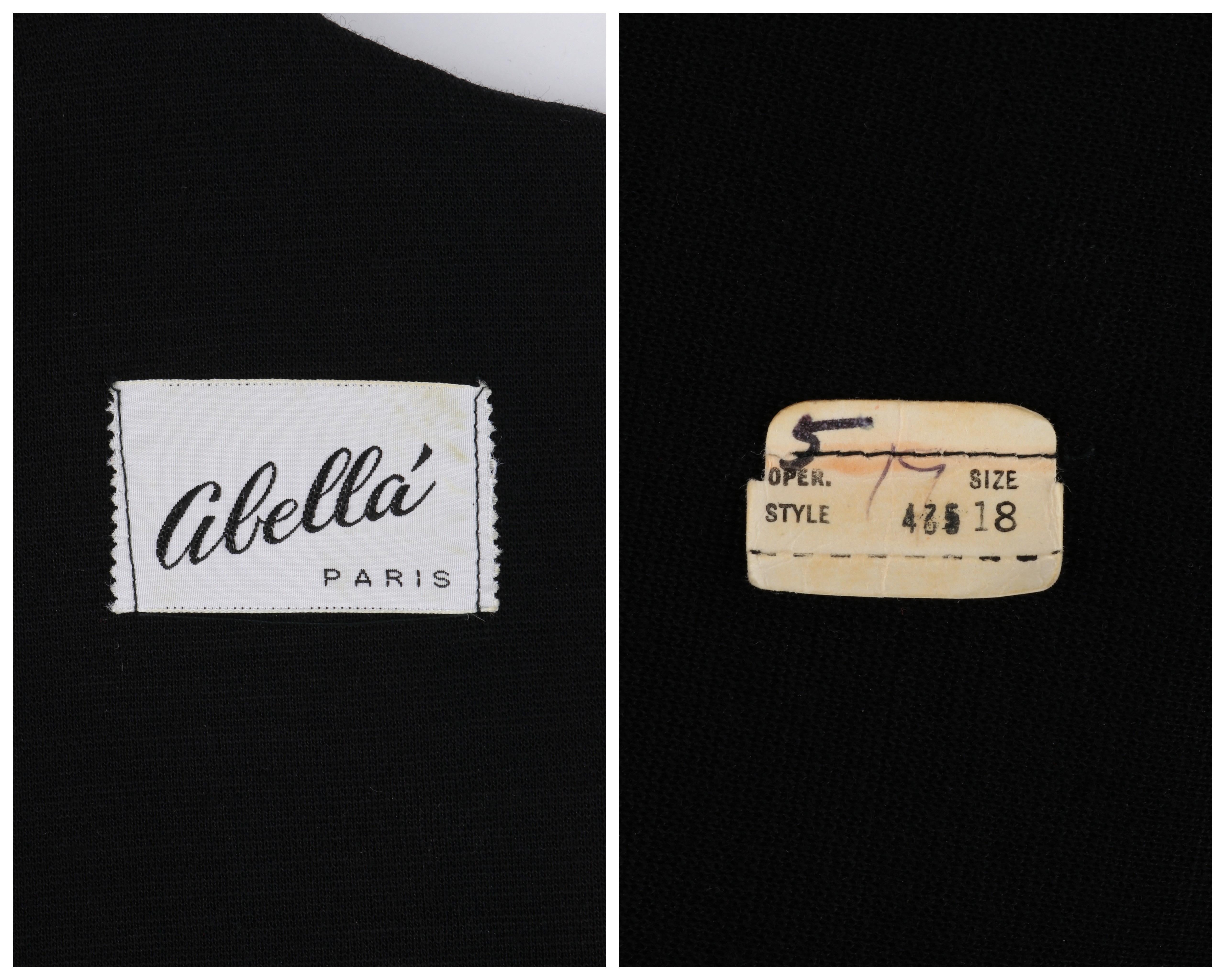 ABELLA PARIS ca. 1960er Schwarz-goldenes, vorne geschnürtes, tailliertes Etuikleid 4