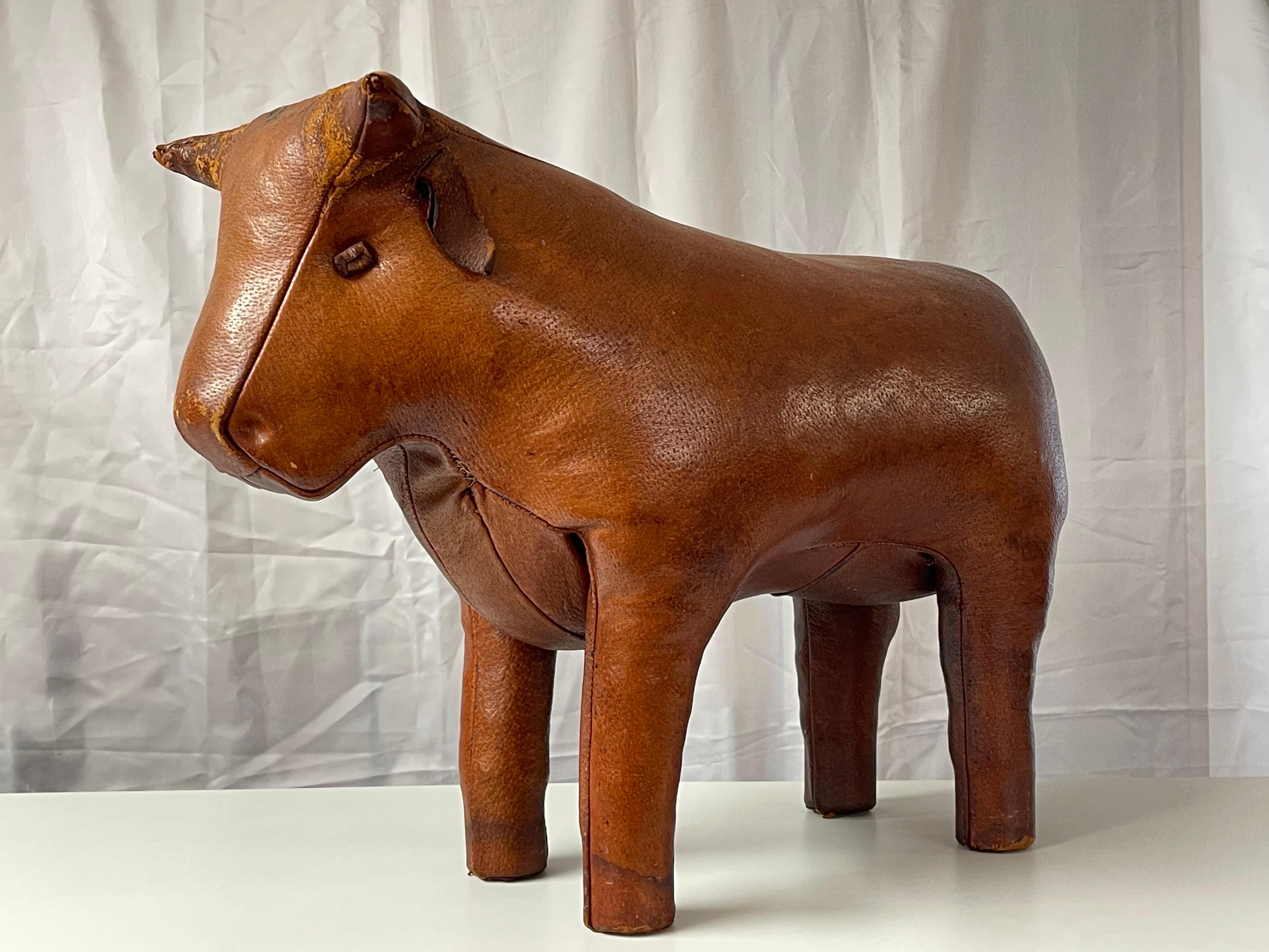 Mid-Century Modern Abercrombie and Fitch Leather Bull Foot Stool by Dimitri Omersa