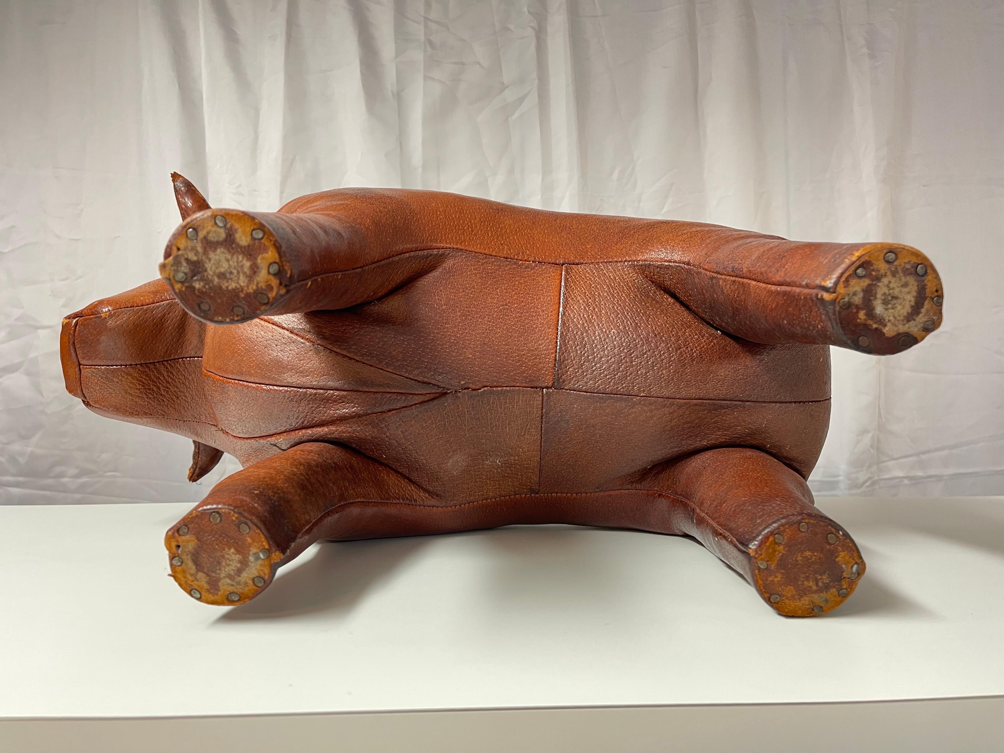 Abercrombie and Fitch Leather Bull Foot Stool by Dimitri Omersa 2