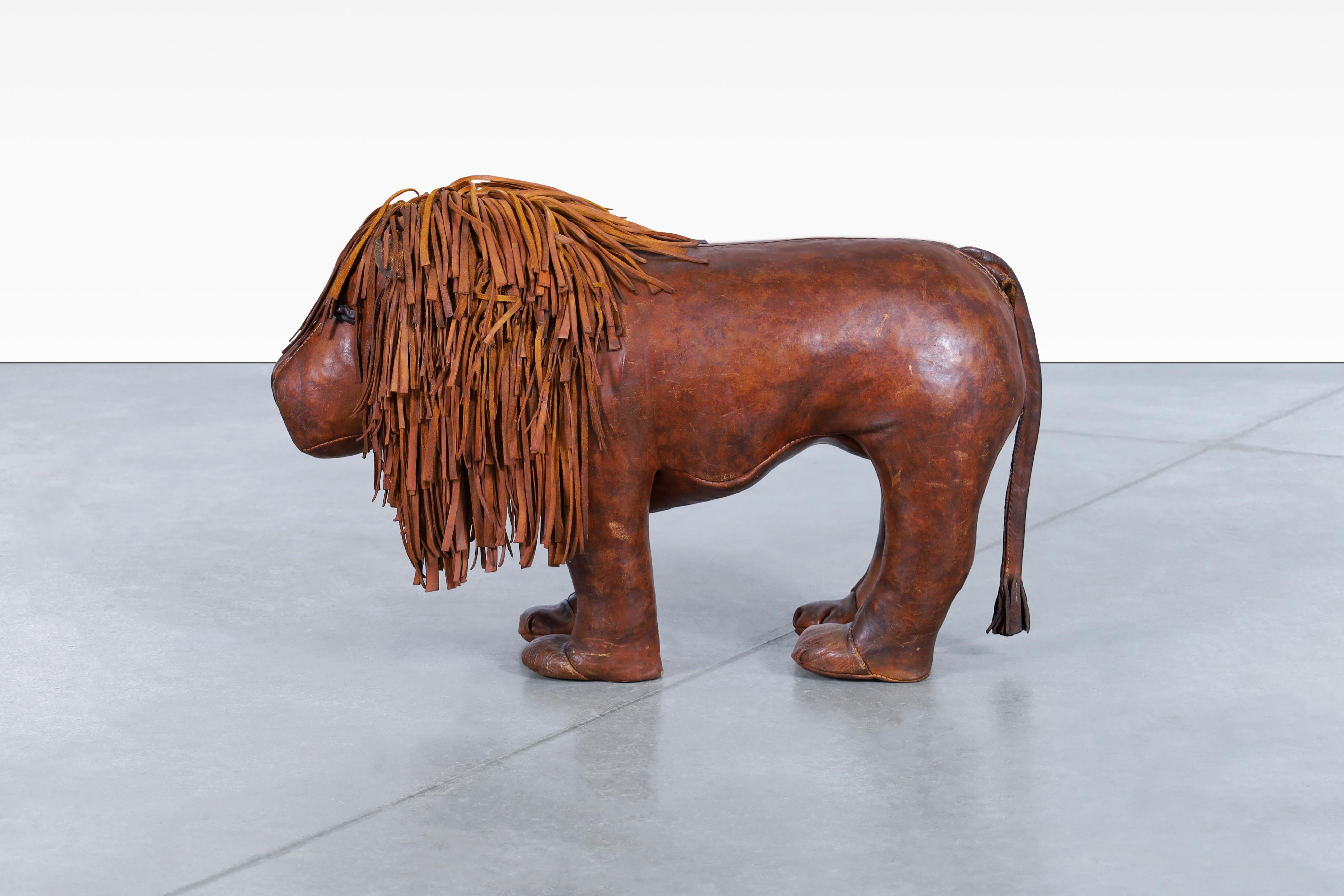 Abercrombie and Fitch Leather Lion Footstool by Dimitri Omersa 1
