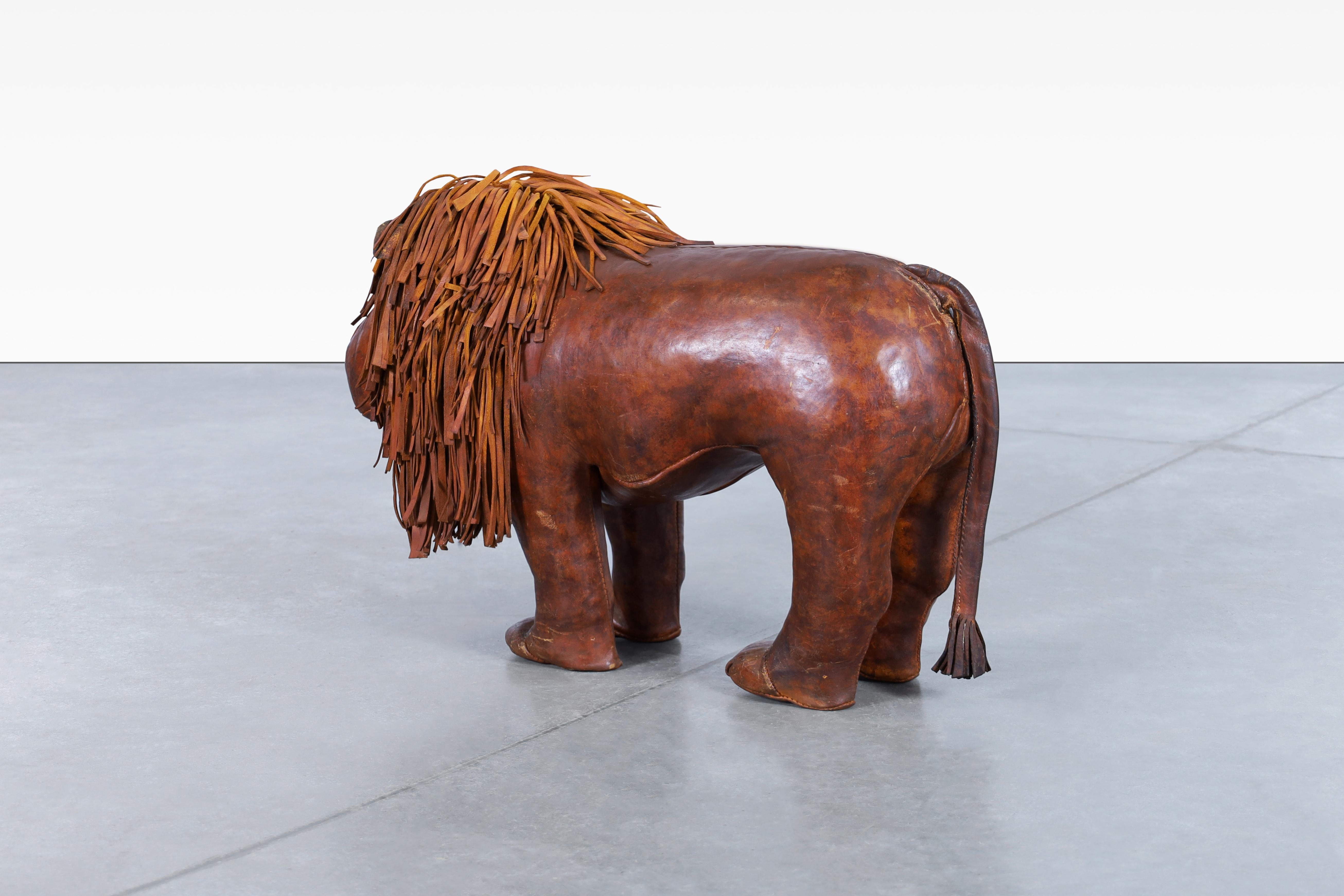 Abercrombie and Fitch Leather Lion Footstool by Dimitri Omersa 3