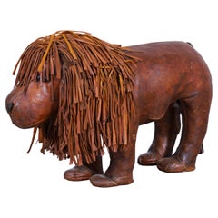 Abercrombie and Fitch Leather Lion Footstool by Dimitri Omersa