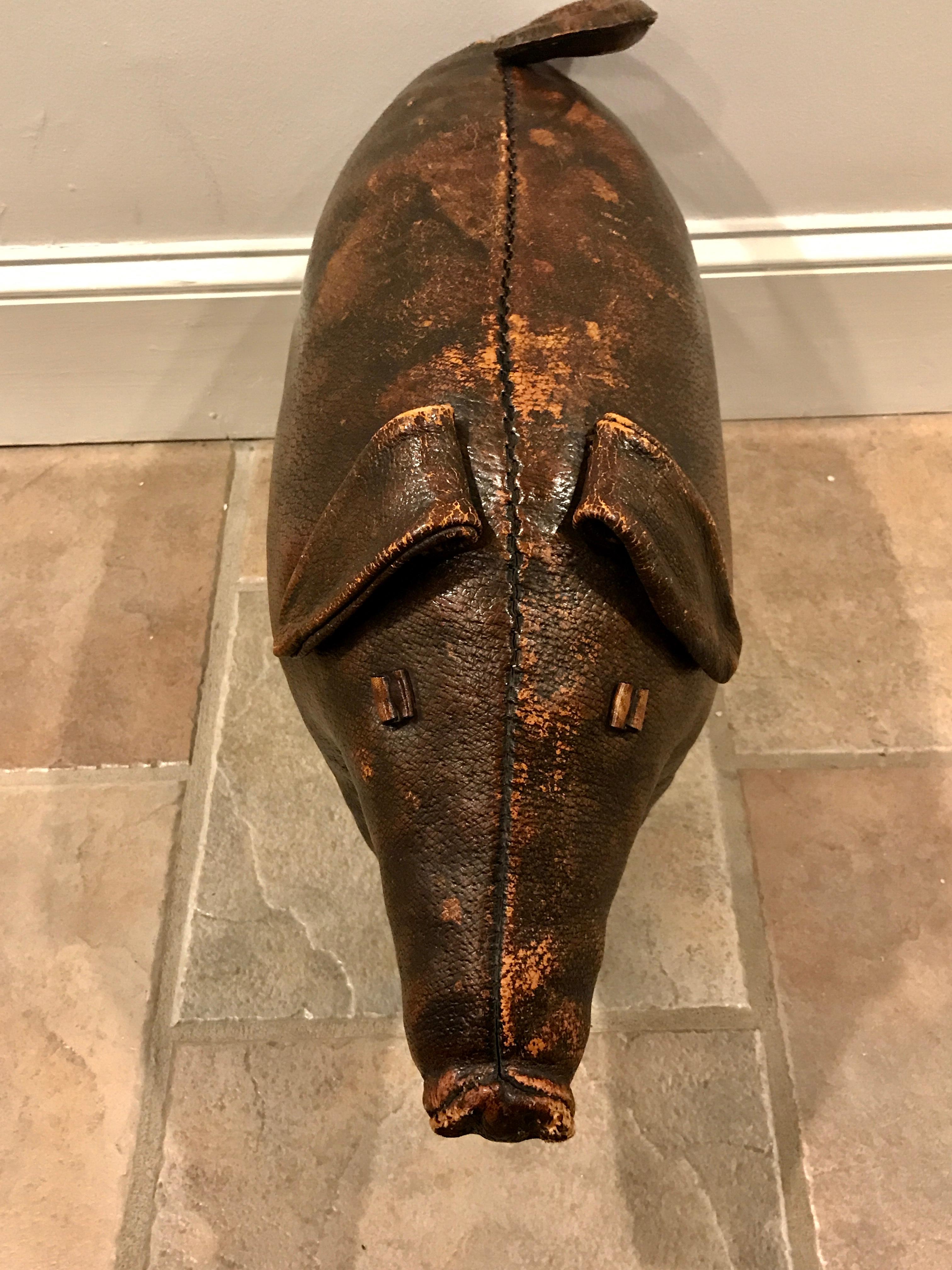20th Century Abercrombie and Fitch Leather Pig by Dimitri Omersa
