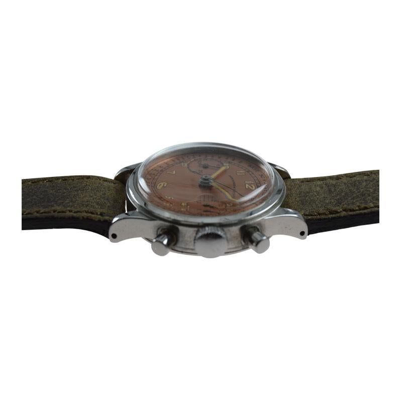 Abercrombie and Fitch Stainless Steel Chronograph from 1940's In Excellent Condition In Long Beach, CA